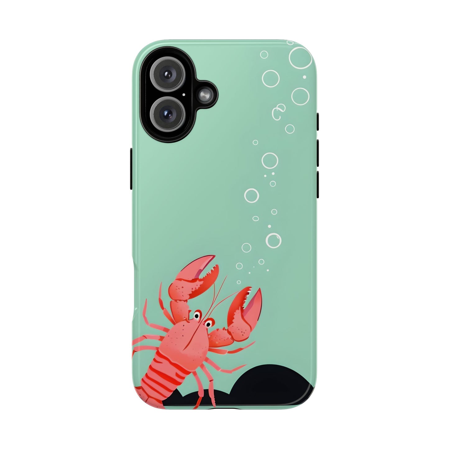 Whimsical Lobster Phone Case - Funny Sea Creature Tough Case Gift - Sea Foam Green Ocean Design - Compatible with iPhone Galaxy Google