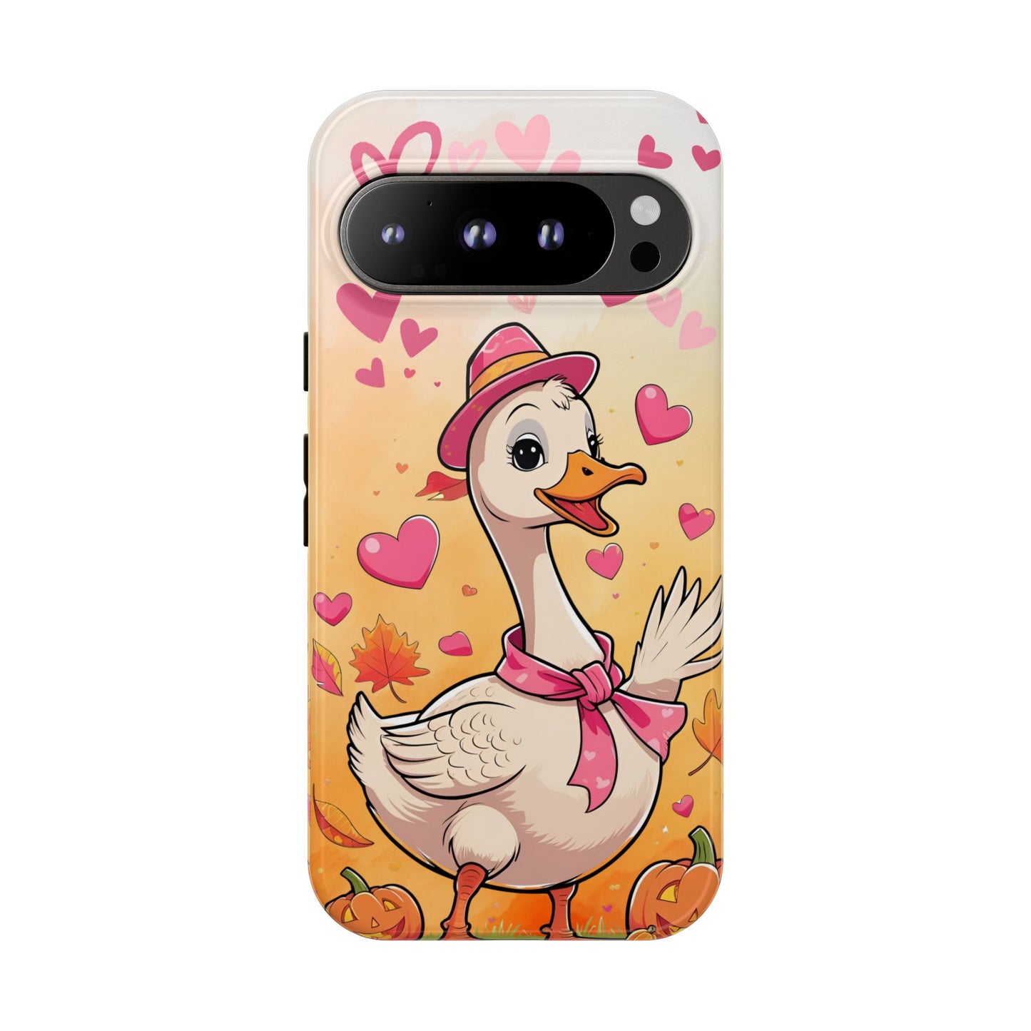 Summerween Silly Goose Phone Case, Coquette Halloween Phone Cover, Cozy Cute Halloween Aesthetic Case, Pink Hearts Fall Glam Girl Accessory