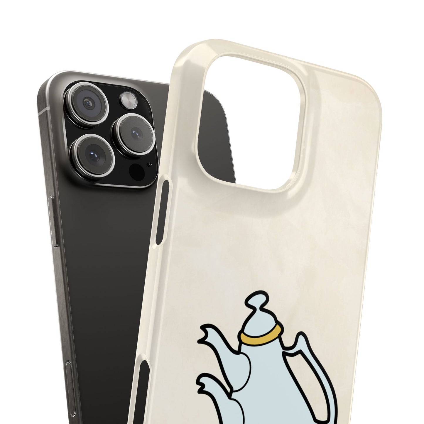 Alice in Wonderland Slim Phone Case, Tea Kettle and Cups Phone Cover, Compatible with iPhone 17, 16, 15, 14, 13