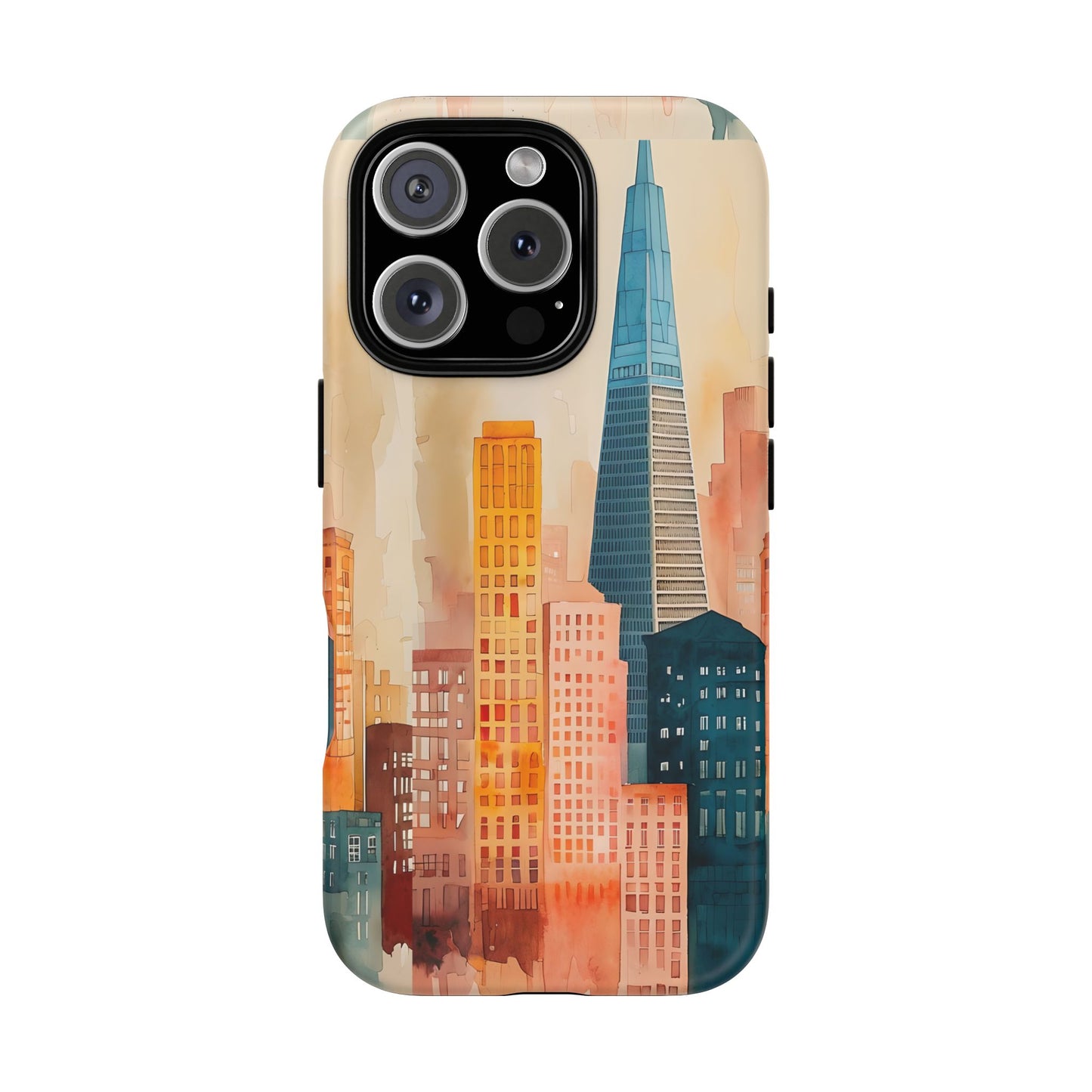 San Francisco Cityscape Tough Phone Case - Tropical Skyline Aesthetic, Sunset Beach Urban Art, Compatible with iPhone, Galaxy, and Google