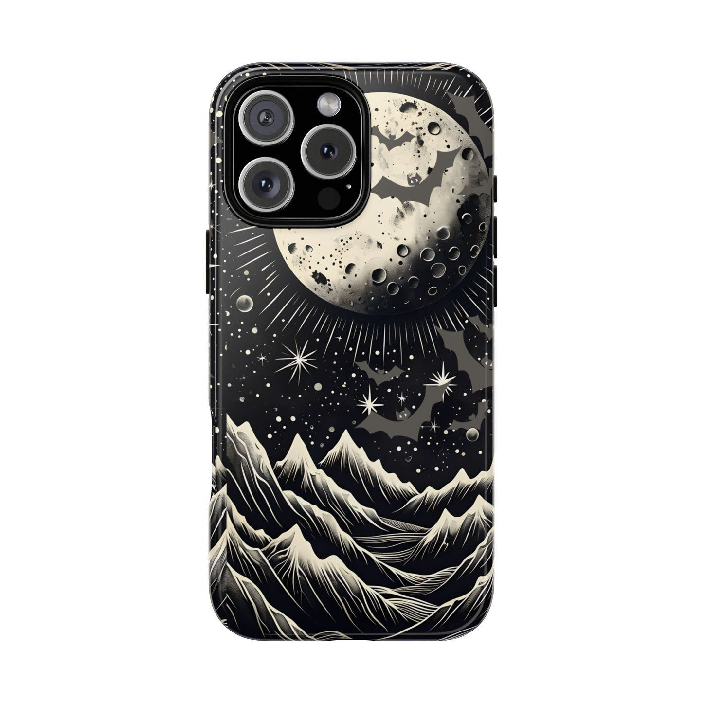 Vintage Halloween Night Sky Phone Case - Spooky Mountain Moon Scene, Celestial Goth Aesthetic, Compatible with iPhone, Galaxy, Google Phones