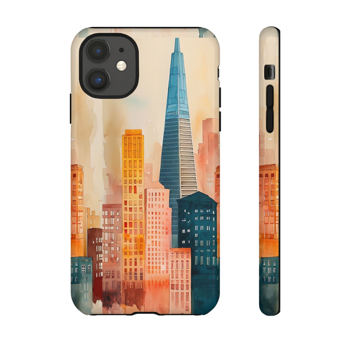 San Francisco Cityscape Tough Phone Case - Tropical Skyline Aesthetic, Sunset Beach Urban Art, Compatible with iPhone, Galaxy, and Google