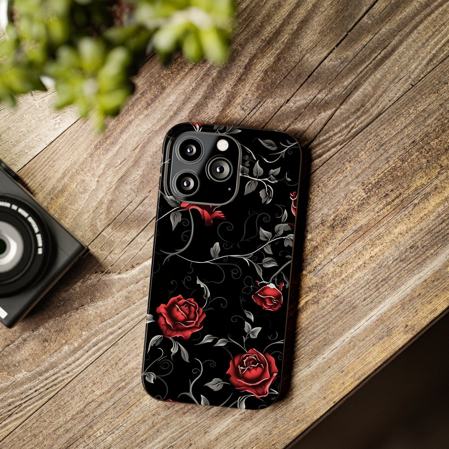 Elegant Floral Slim Phone Cases, Gothic Style Case, Rose Design Cover, Unique Gift for Her, Phone Accessories, Modern Chic