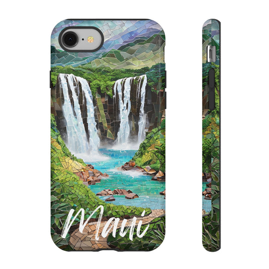 Haleakala National Park Phone Case, Mosaic Phone Case, Hawaii Nature Art National Park Gift Scenic Waterfall Phone Cover Landscape Aesthetic