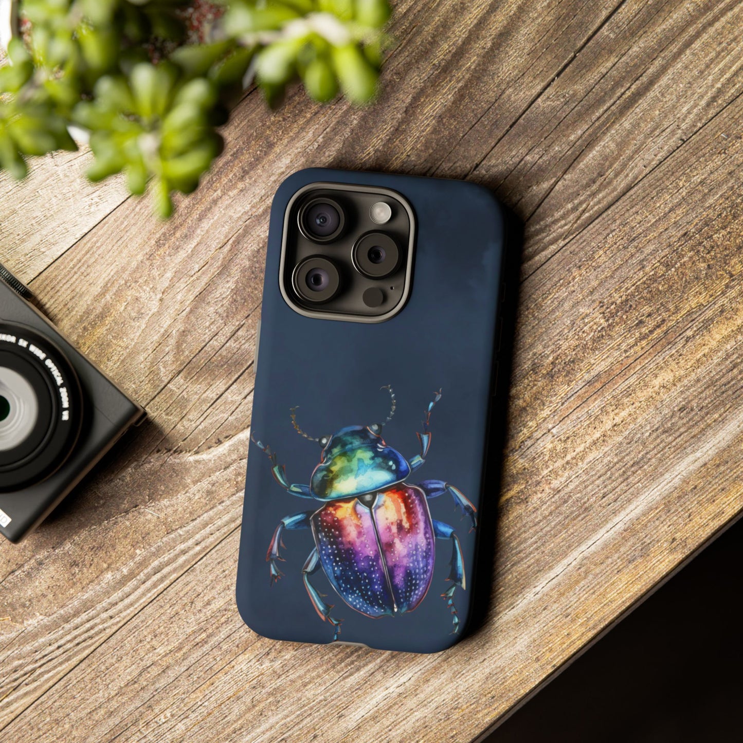 Iridescent Beetle Tough Phone Case - Insect Art Design, Nature-Inspired Pattern, Compatible with iPhone, Galaxy, and Google Phones