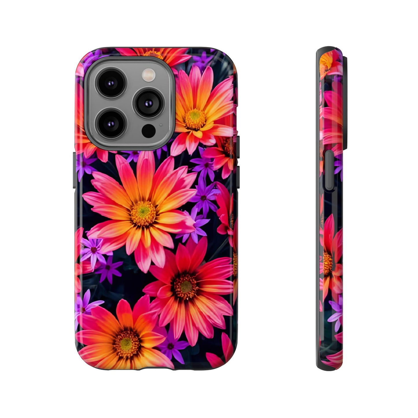 Bold Garden Flower Tough Phone Case - Colorful Floral Print, Bright Botanical Aesthetic, Compatible with iPhone, Galaxy, and Google Phones