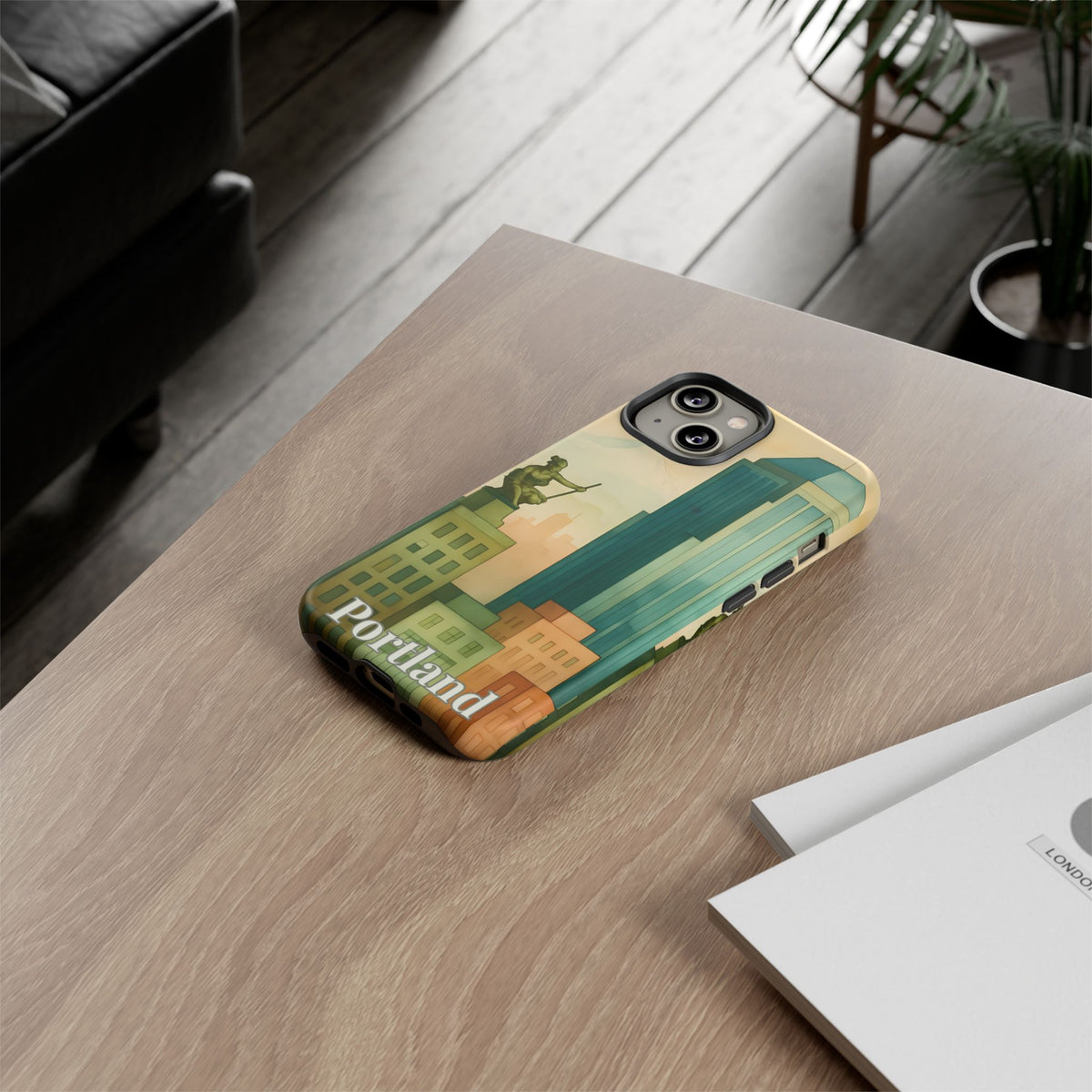 Portland Cityscape Phone Case • Urban Skyline Art Tough Case • Watercolor City Aesthetic • Gift for Travelers • Compatible with iPhone, Galaxy, Google