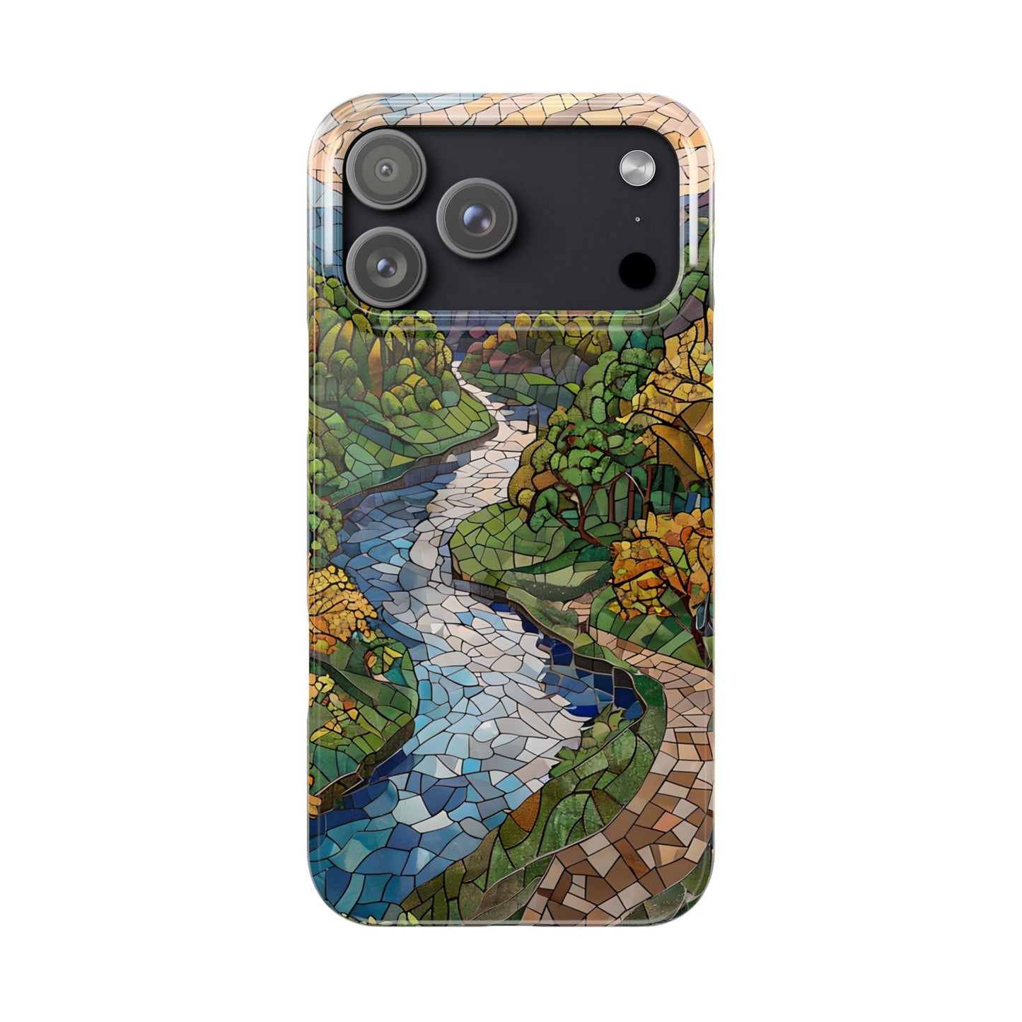 Cuyahoga Valley Mosaic Slim Phone Case, Midwest Forest Art, Scenic Nature Aesthetic, Unique Gift for Nature Lovers