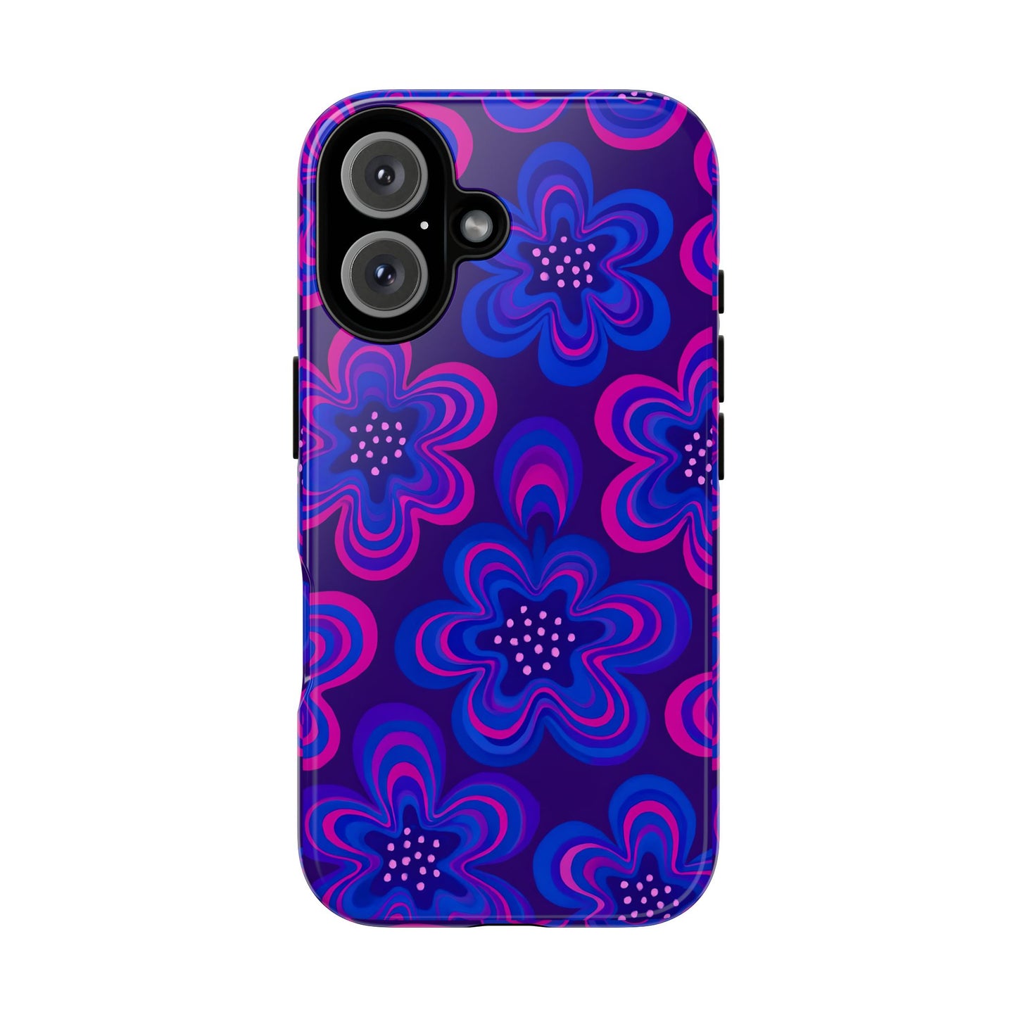 Retro Swirl Flower Tough Phone Case - Groovy Psychedelic Floral Pattern, Funky Vintage Aesthetic, Compatible with iPhone, Galaxy, and Google