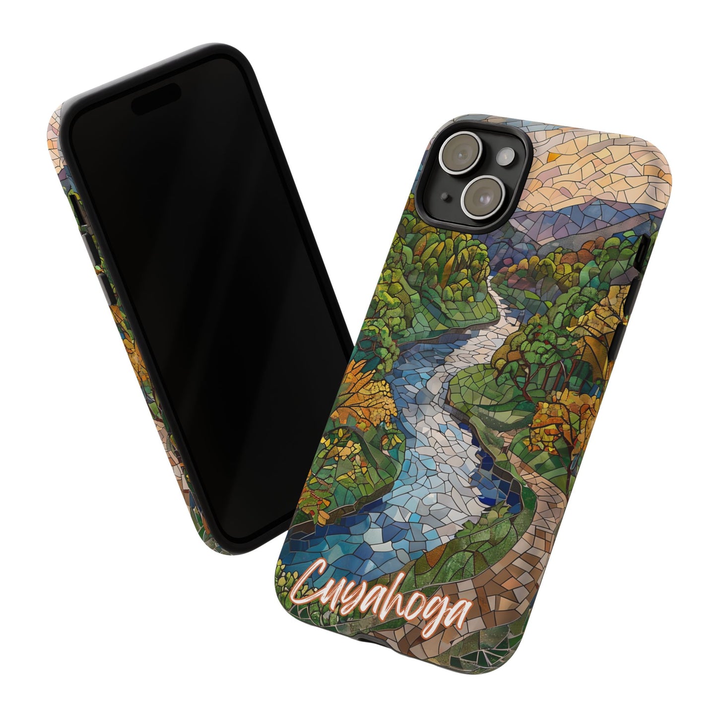 Cuyahoga Valley Mosaic Tough Phone Case - Midwest Forest Art, Scenic Nature Aesthetic, Compatible with iPhone, Galaxy, and Google Phones