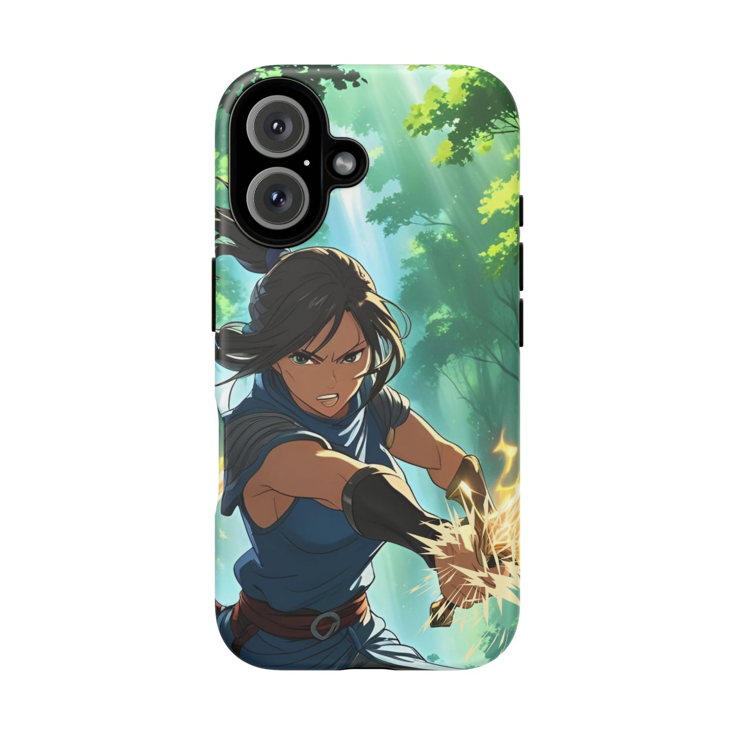 Anime Warrior Girl Tough Phone Case - Japanese Action Aesthetic, Fierce Heroine Design, Compatible with iPhone, Galaxy, and Google Phones