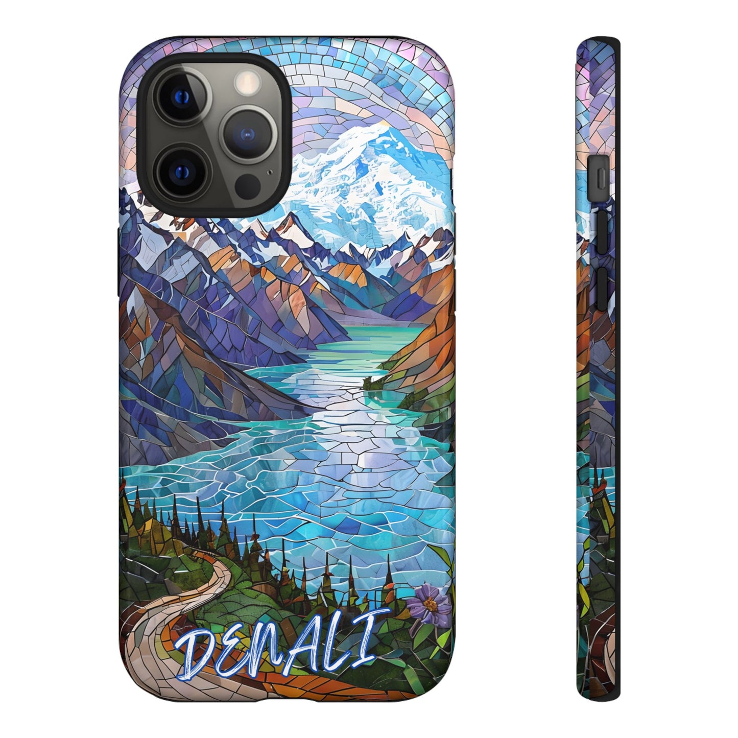 Denali National Park Alaska Phone Case, Mosaic Phone Case, Mountain Nature Art, National Park Gift,Stained Glass Scenic Forest Phone Cover,