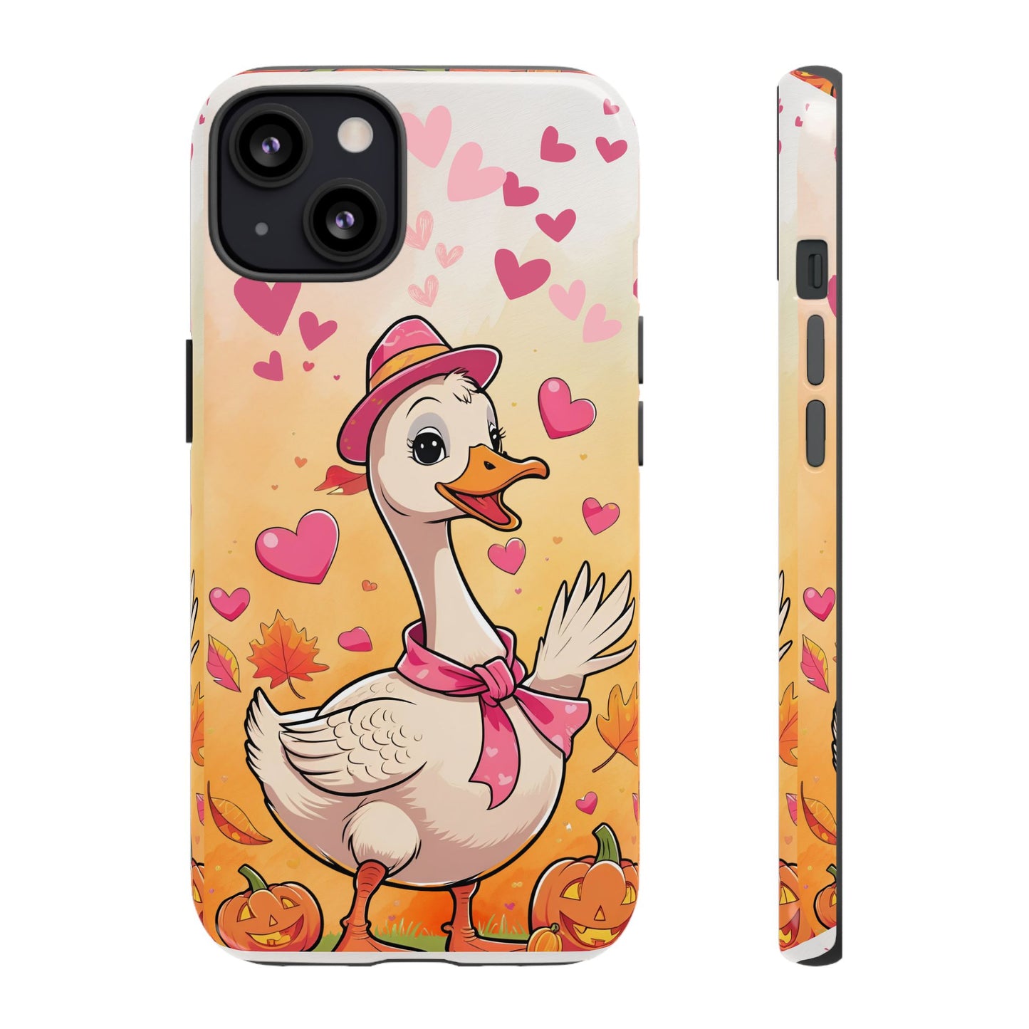 Summerween Silly Goose Phone Case, Coquette Halloween Phone Cover, Cozy Cute Halloween Aesthetic Case, Pink Hearts Fall Glam Girl Accessory