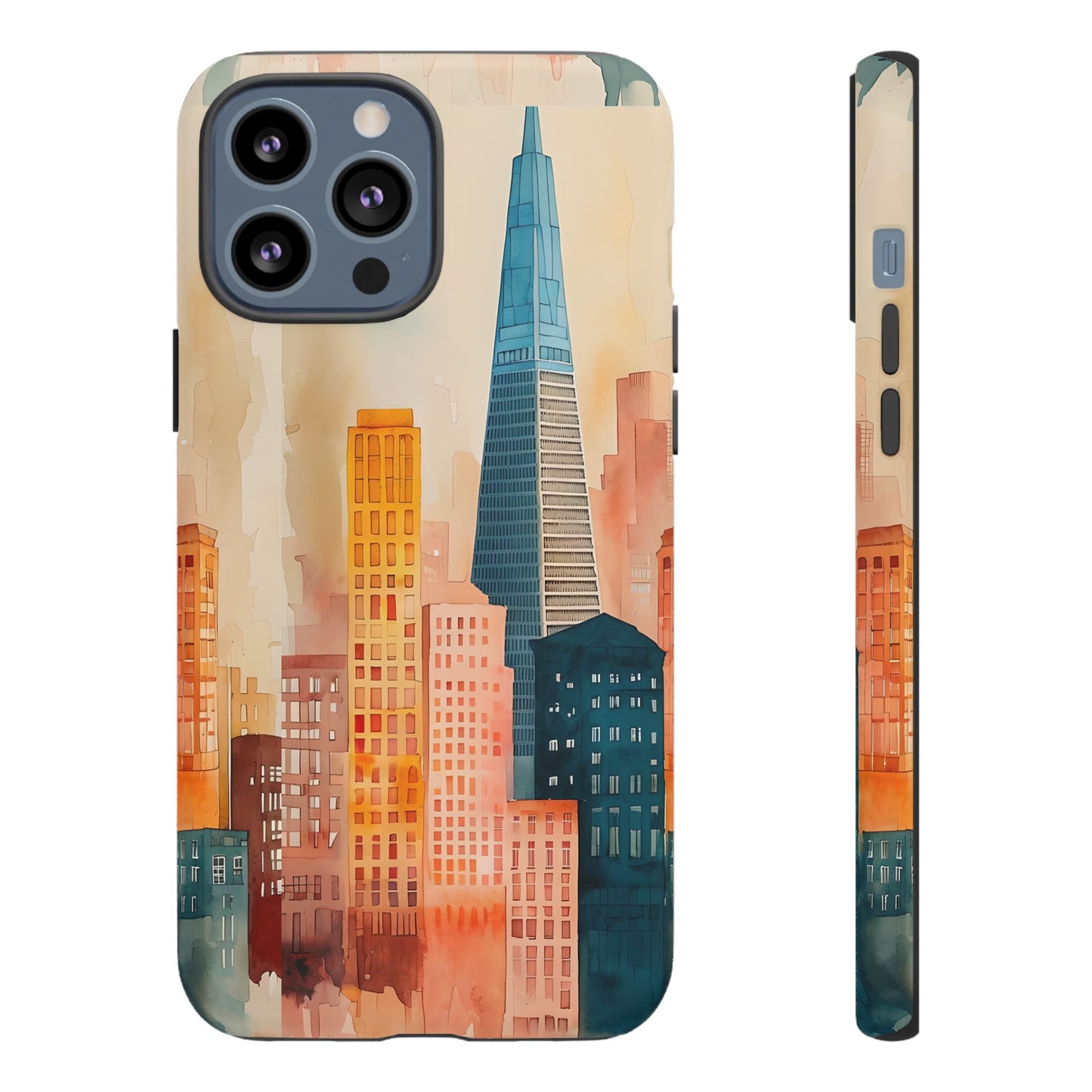 San Francisco Cityscape Tough Phone Case - Tropical Skyline Aesthetic, Sunset Beach Urban Art, Compatible with iPhone, Galaxy, and Google