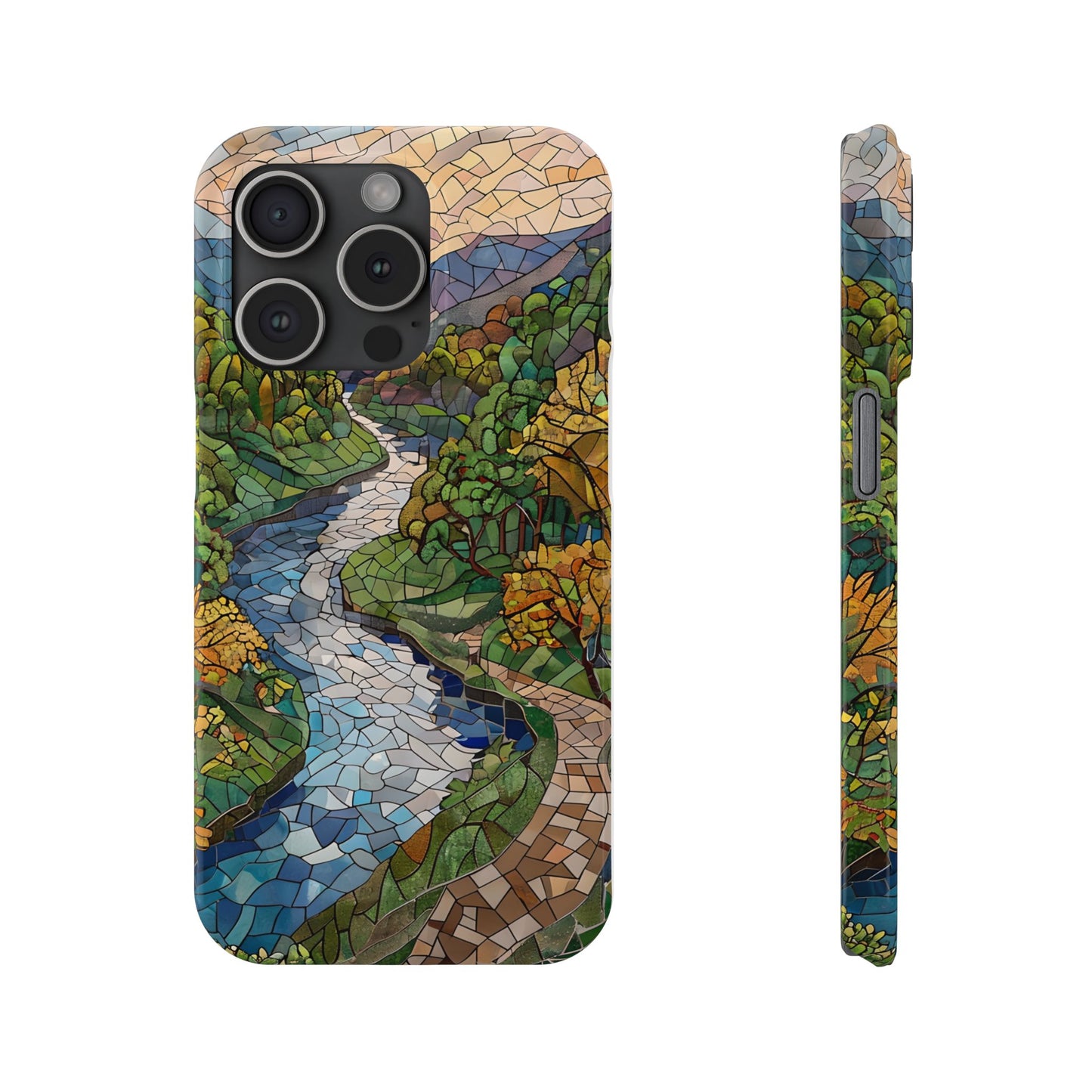 Cuyahoga Valley Mosaic Slim Phone Case, Midwest Forest Art, Scenic Nature Aesthetic, Unique Gift for Nature Lovers