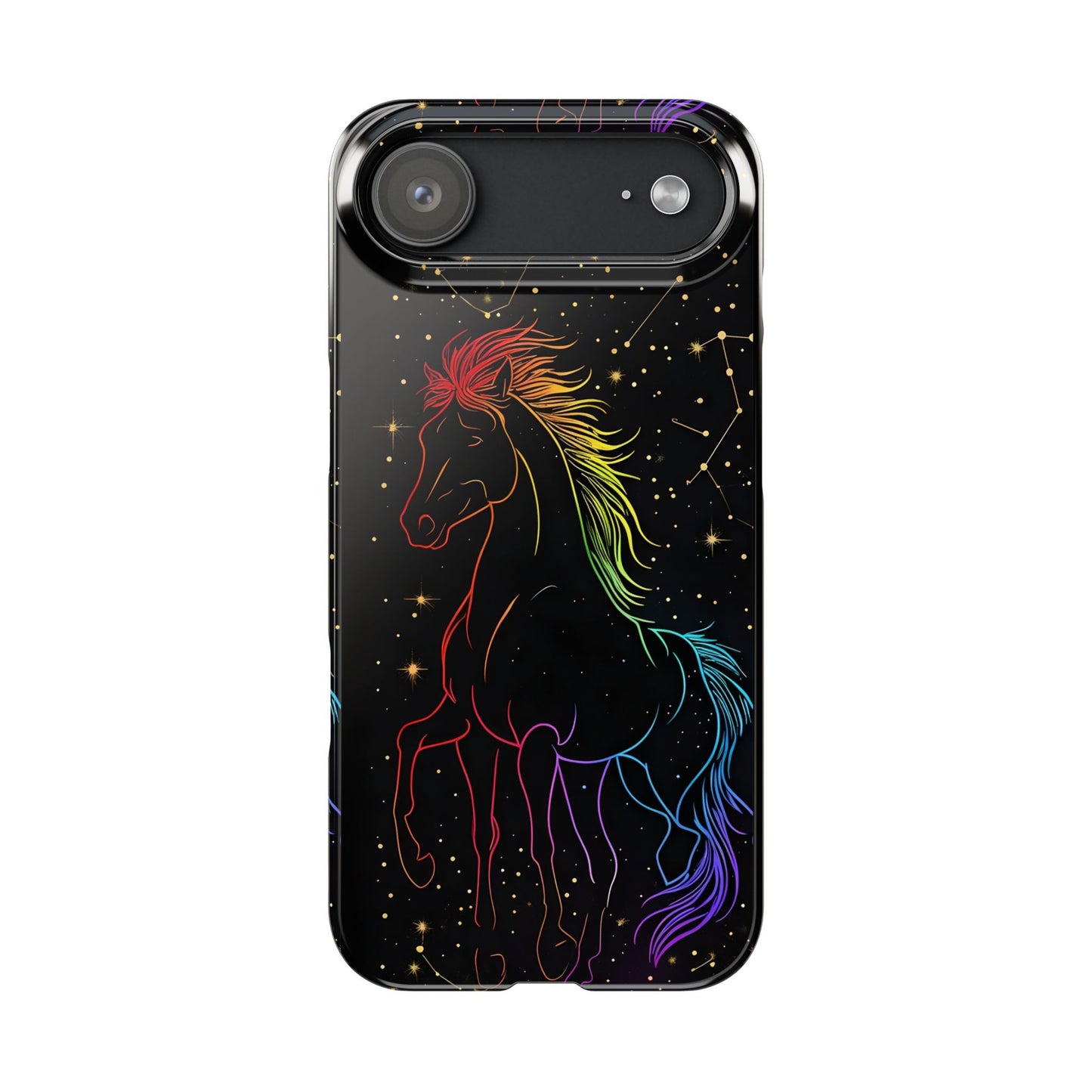 Year of the Horse Neon Art Slim Phone Case, Chinese Zodiac 2026 Design, compatible with iPhone 17 16 15 14 13 12 11