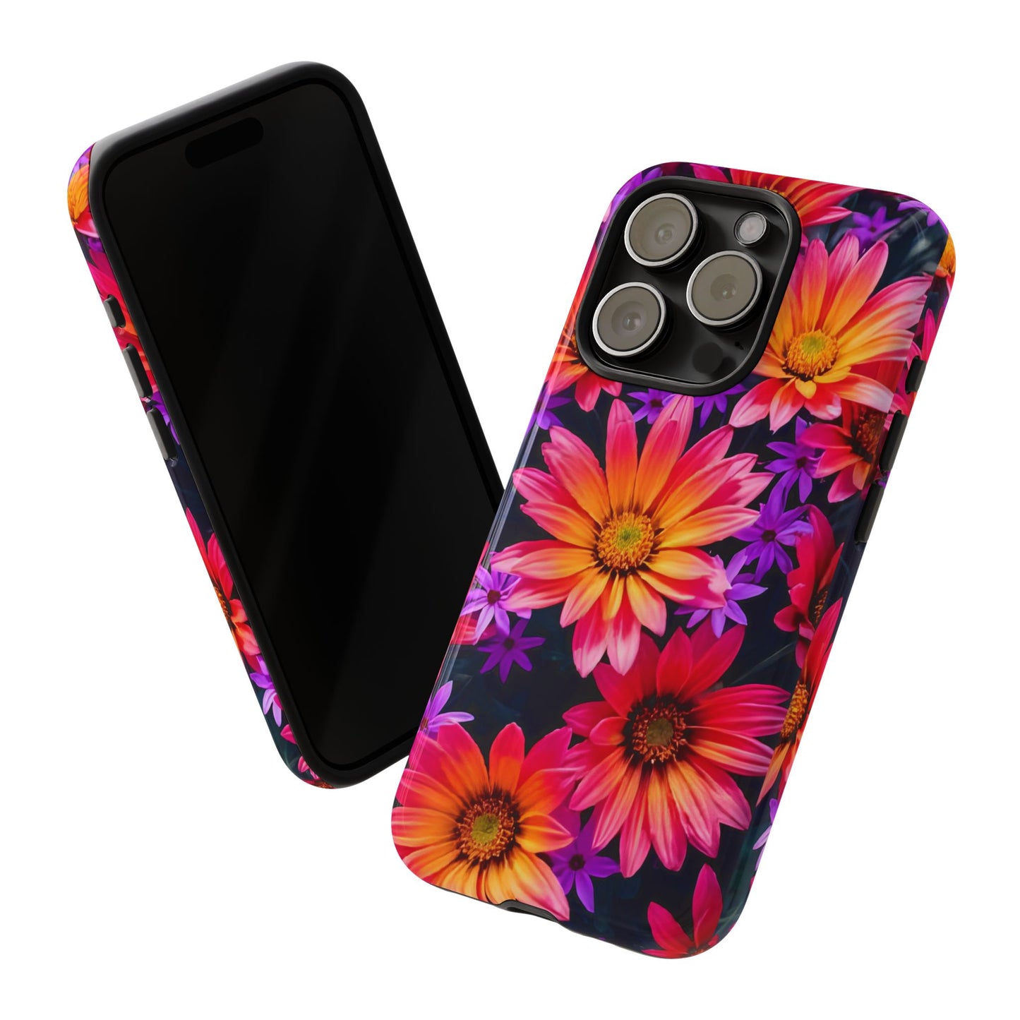 Bold Garden Flower Tough Phone Case - Colorful Floral Print, Bright Botanical Aesthetic, Compatible with iPhone, Galaxy, and Google Phones
