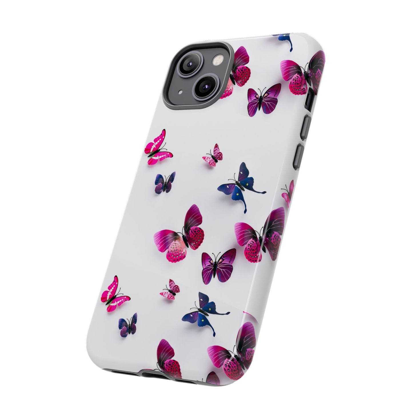 3D Style Butterfly Pattern Tough Phone Case, Coquette Insect Art and Nature, Compatible with iPhone, Galaxy, Google