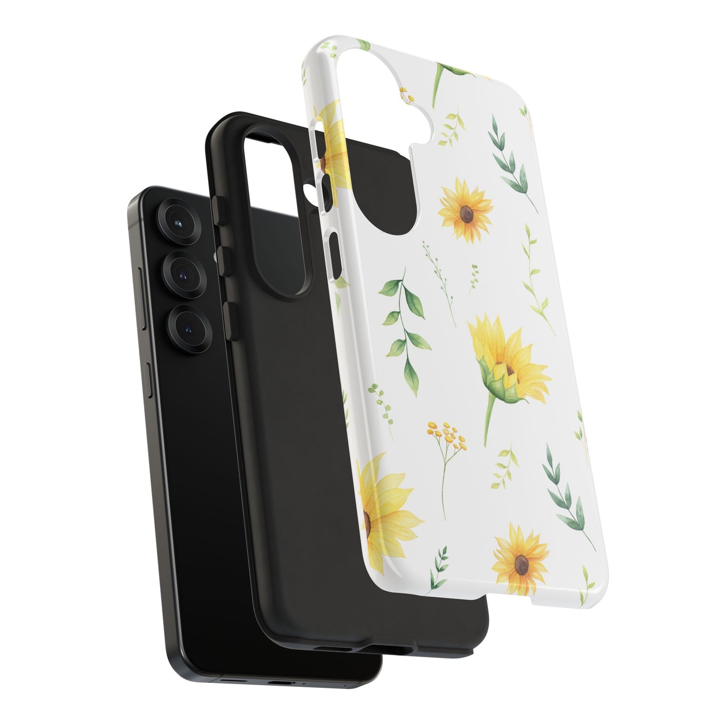 Sunflower Floral Tough Phone Case - Watercolor Botanical Print, Bright Nature Aesthetic, Compatible with iPhone, Galaxy, and Google Phones