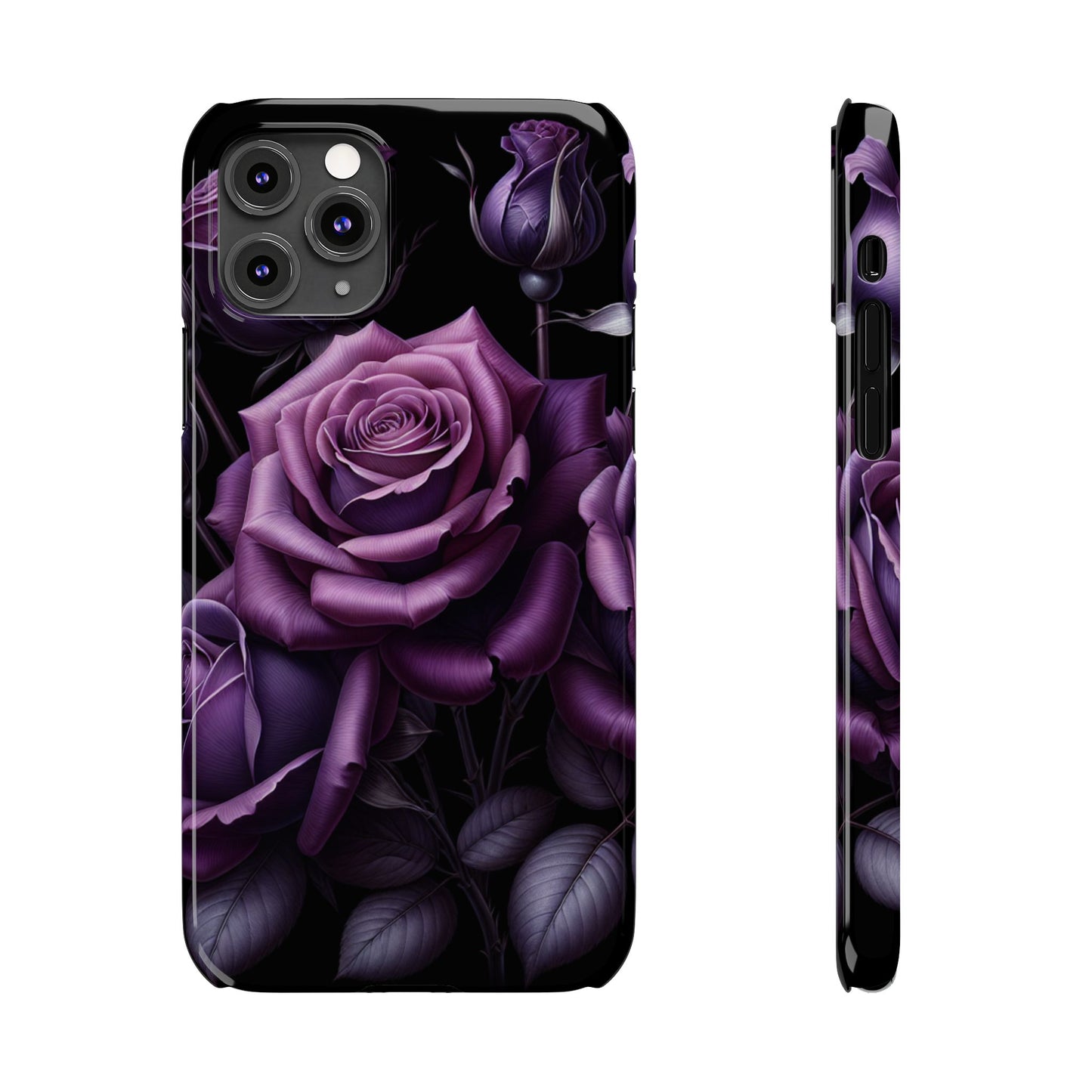Purple Rose Slim Phone Cases, Floral Phone Cover, Elegant Smartphone Case, Gift for Her, Mother's Day Accessories