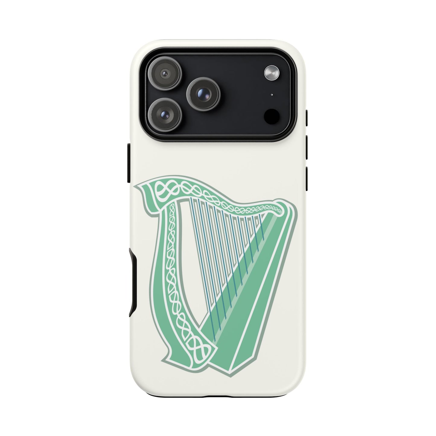 Tough Case Irish Harp Design Phone Cover Compatible with iPhone 17, 16, 15, 14, 13, Galaxy, Google, Celtic Heritage Ireland Symbol Art