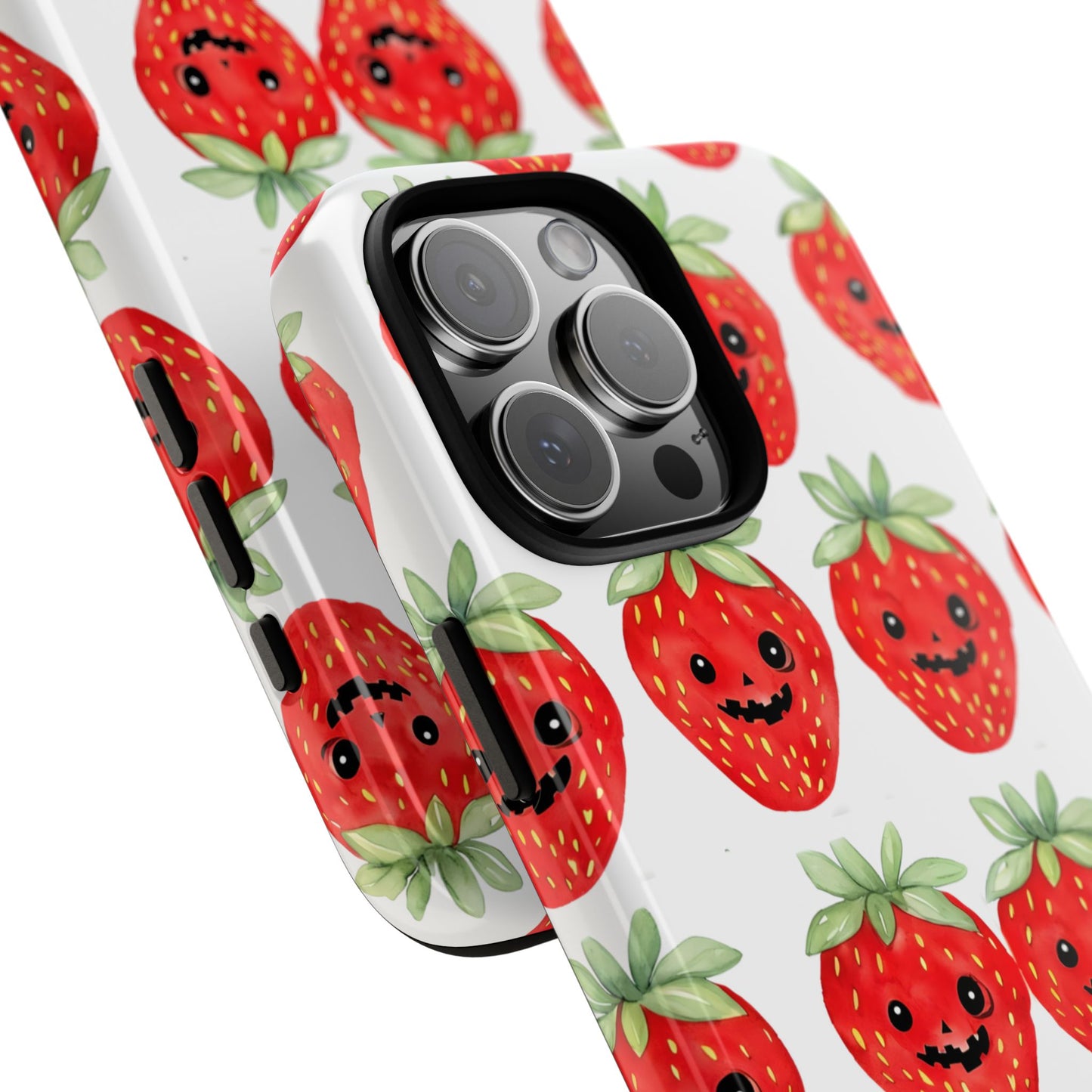Summerween Strawberry Phone Case, Coquette Ghost Phone Case, Funny Cute Creepy Fruit Case, Halloween Aesthetic with Kawaii Beach Vibes Gift