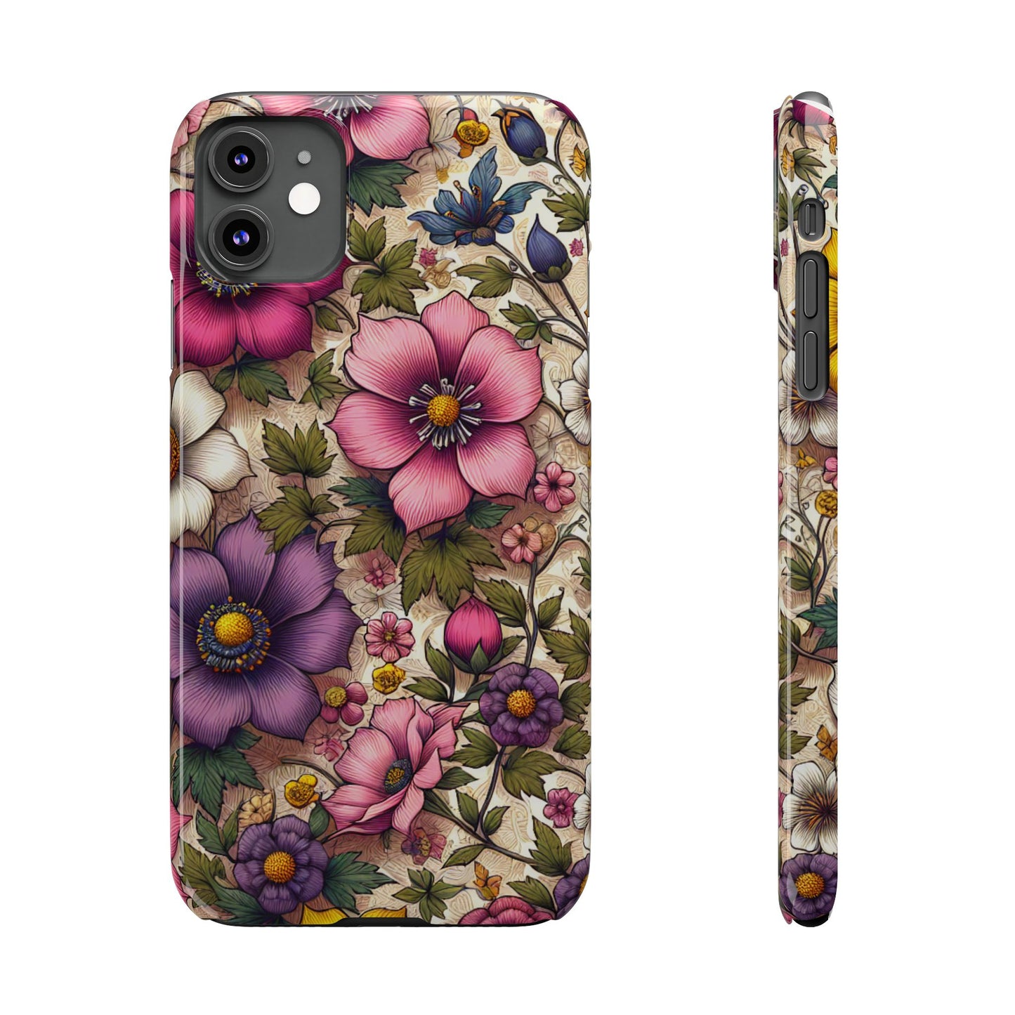 Floral Slim Phone Case - Vibrant Flower Design, Unique Floral iPhone Cover, Flower Phone Case, Gift for Her, Stylish Accessories