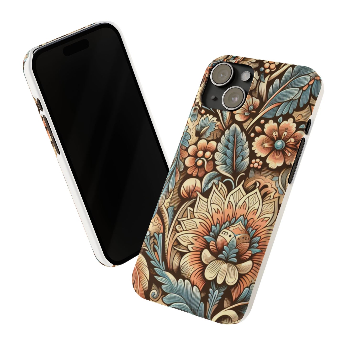 Floral Slim Phone Case, Boho Chic Phone Cover, Stylish Gift for Her, Spring and Summer Accessory, Trendy Phone Protector