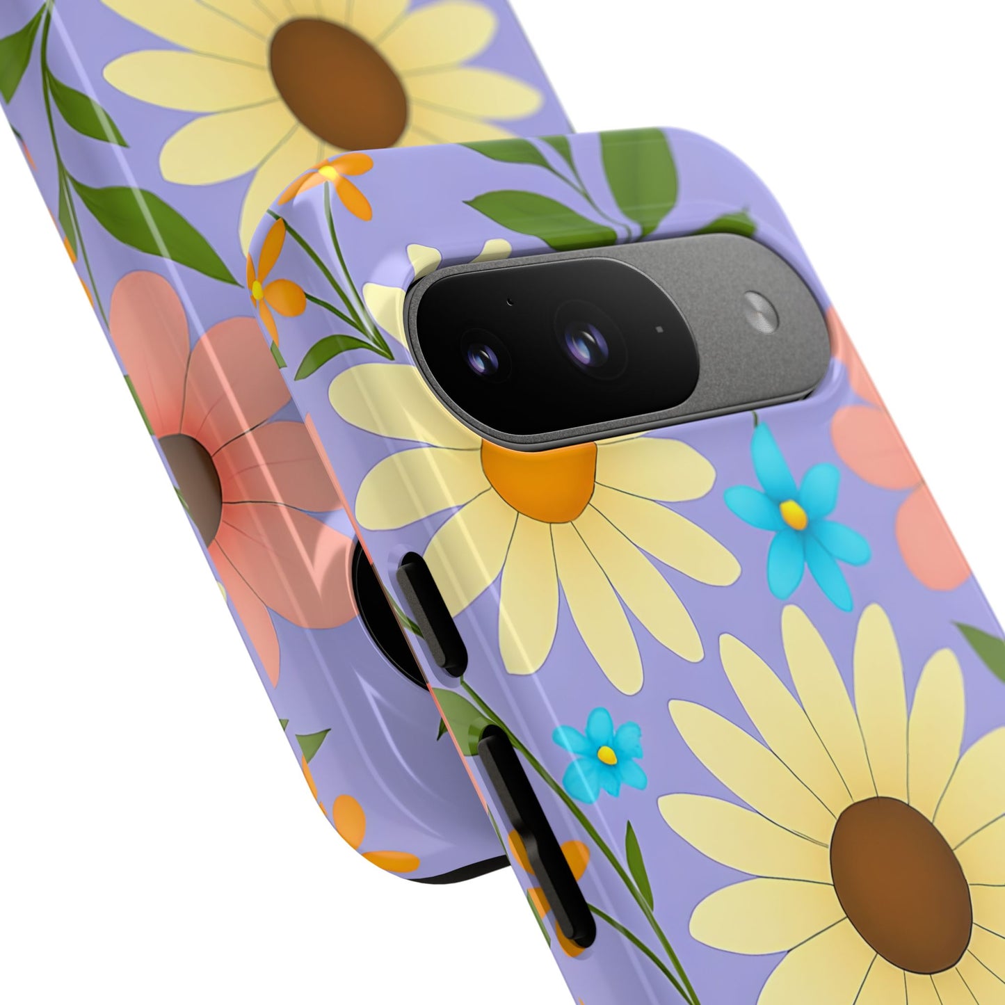 Minimal Daisy Flower Tough Phone Case - Retro Coquette Floral Print, Cute Soft Aesthetic, Compatible with iPhone, Galaxy, and Google Phones
