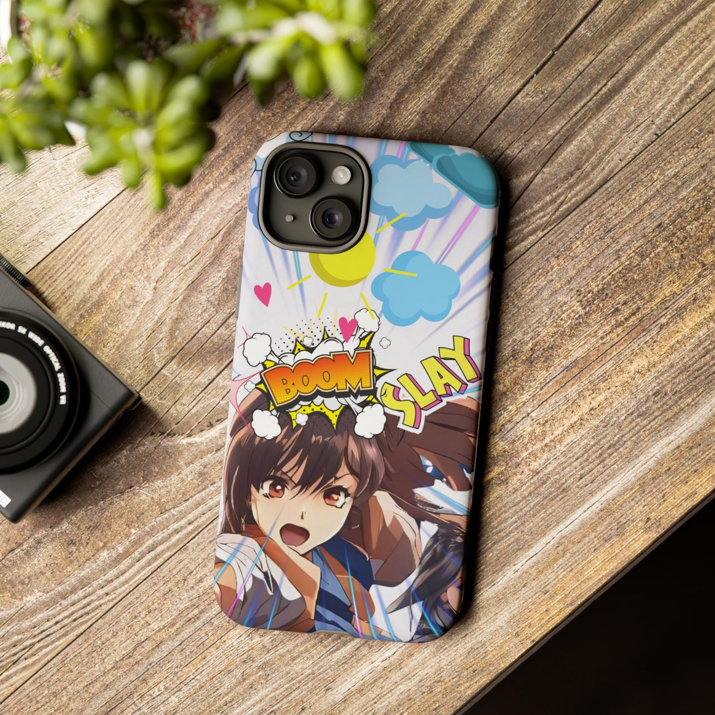 Anime Warrior Girl Tough Phone Case, Japanese Action Anime Aesthetic, Bold Heroine Design, Compatible with iPhone, Galaxy, and Google Phones