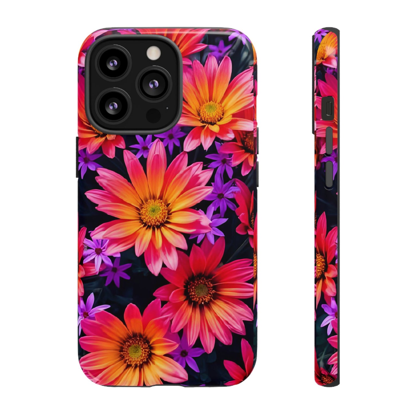 Bold Garden Flower Tough Phone Case - Colorful Floral Print, Bright Botanical Aesthetic, Compatible with iPhone, Galaxy, and Google Phones