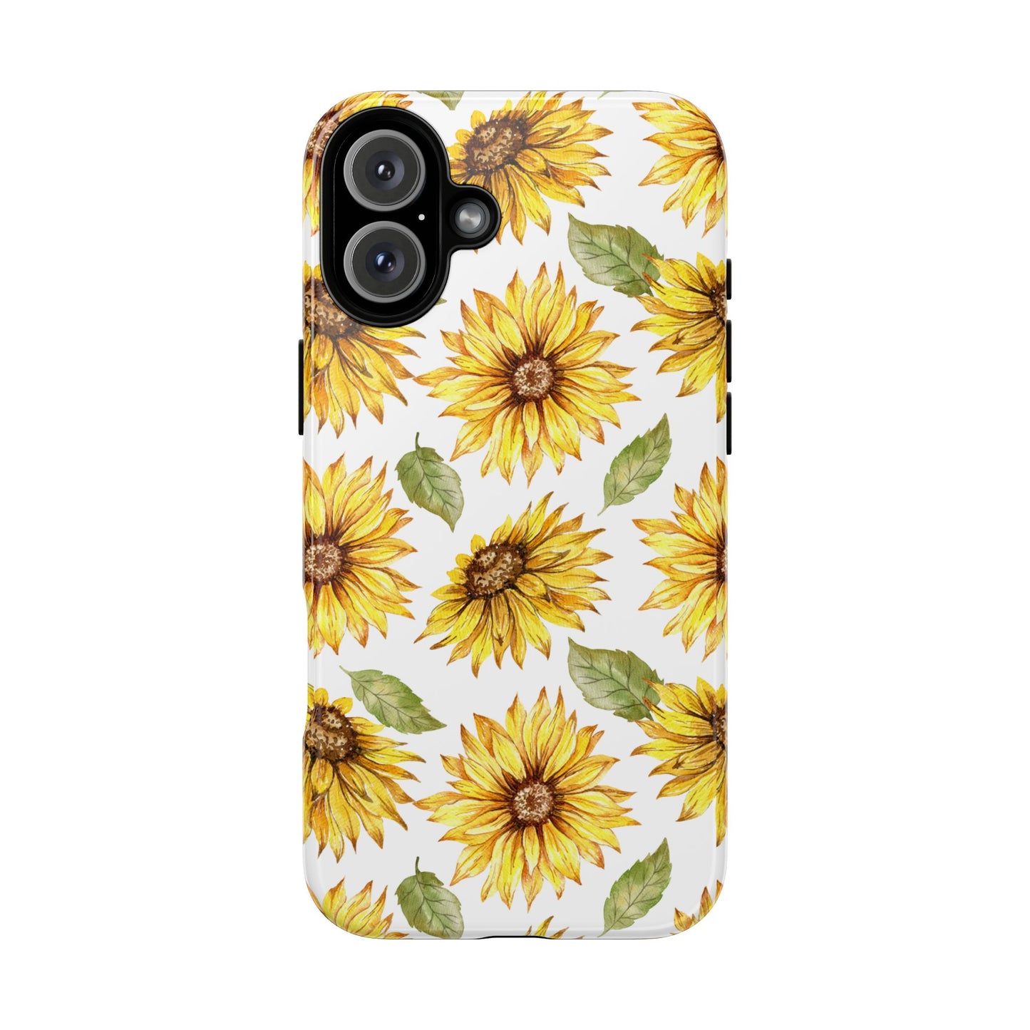 Sunflower Floral Tough Phone Case - Watercolor Botanical Print, Bright Nature Aesthetic, Compatible with iPhone, Galaxy, and Google Phones