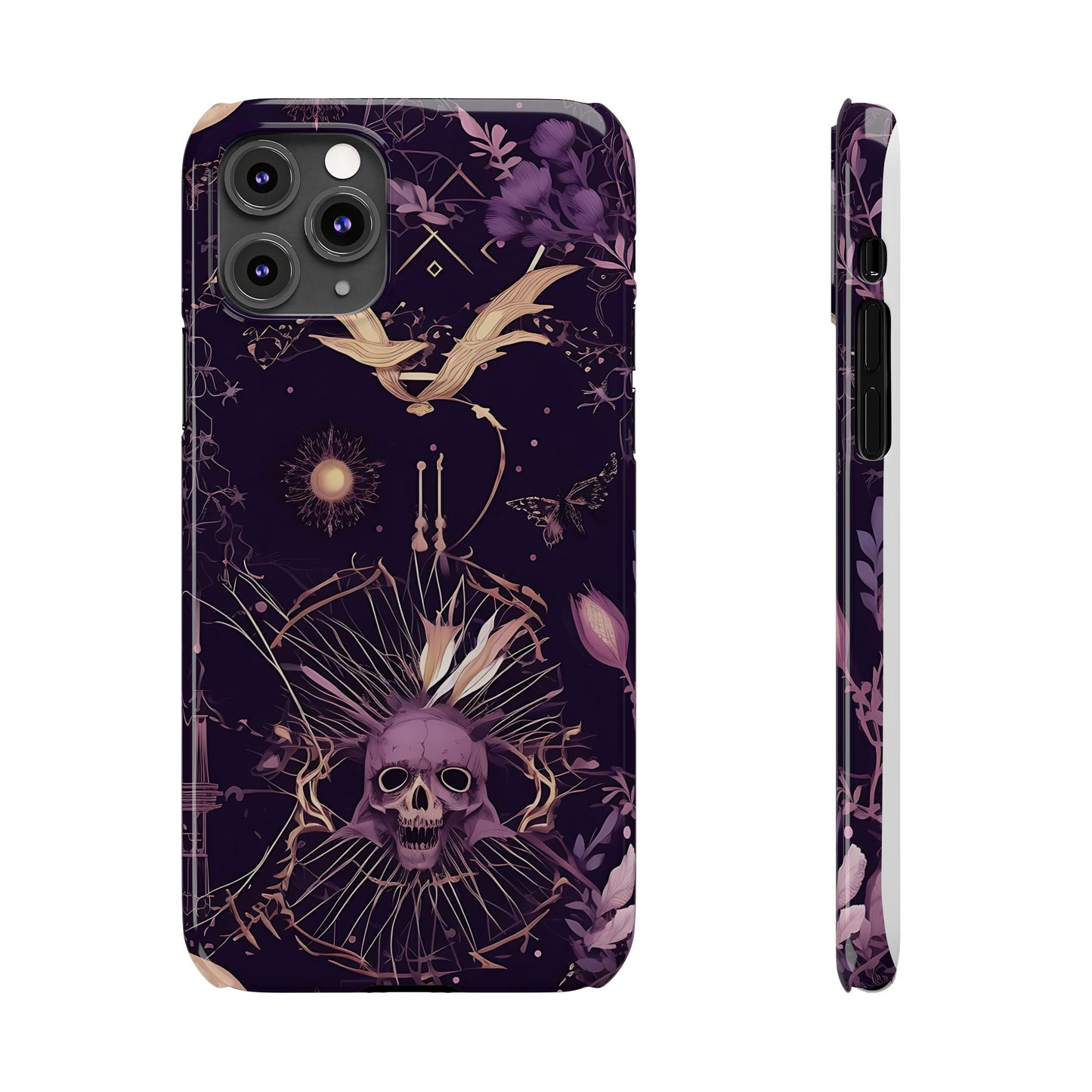 Gothic Floral Slim Phone Cases, Ghostly Style Mobile Cover, Dark Aesthetic Gift, Unique Protective Case, Perfect for Halloween