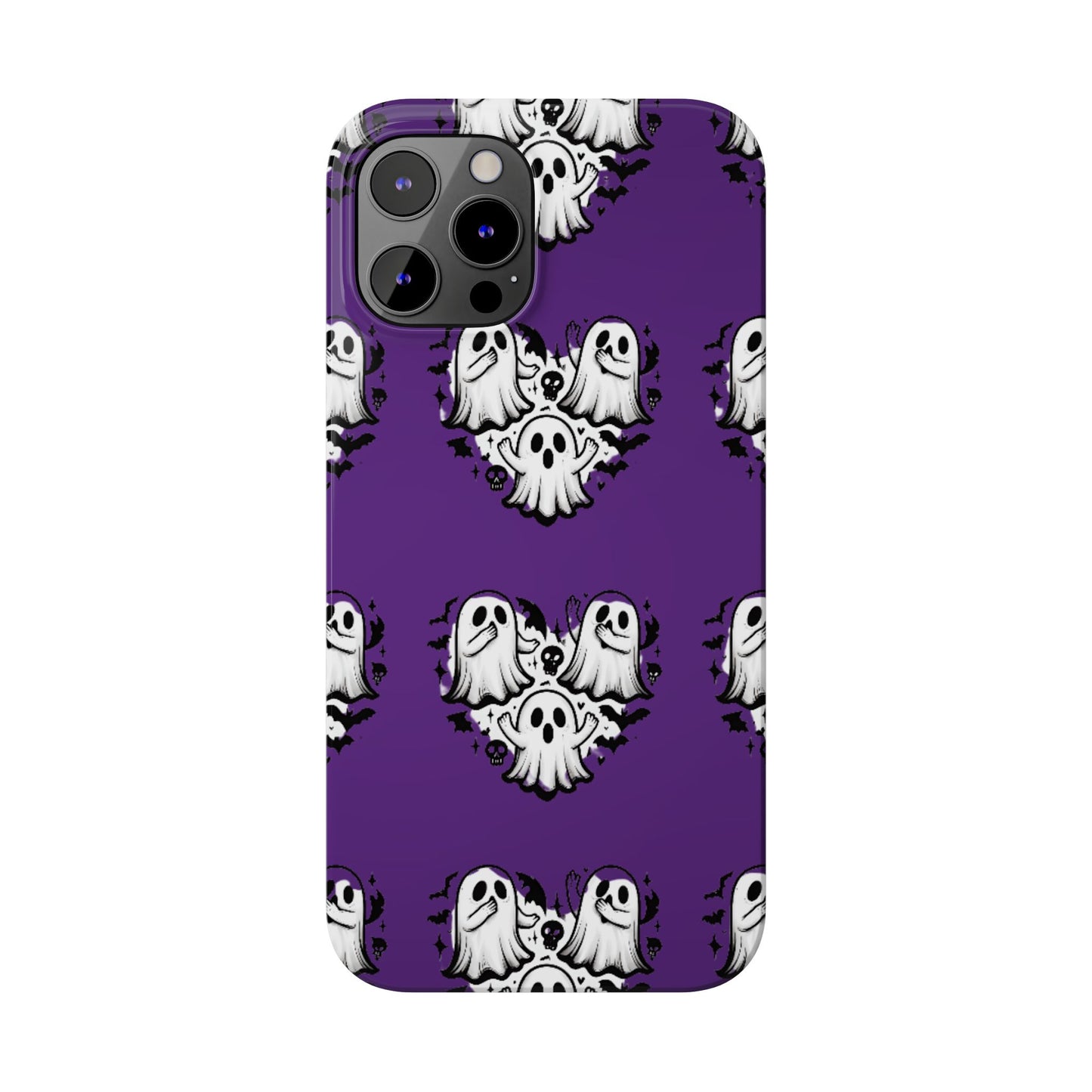 Cute Ghost Heart Slim Phone Case, Creepy Cute Spooky Heart Print, Goth Coquette Aesthetic Spooky Accessories, Halloween Gift Case