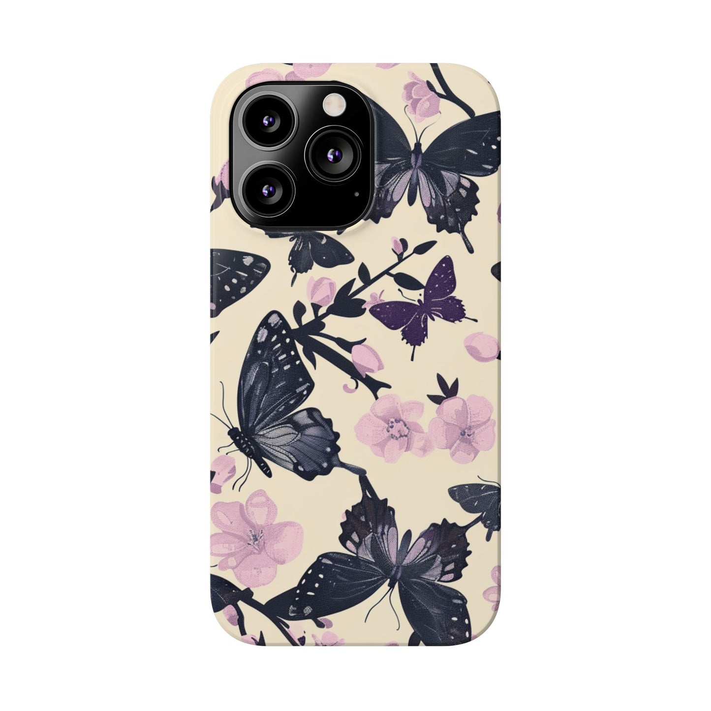 Butterfly Floral Slim Phone Cases, Elegant Butterfly Design, Nature Lover Gift, Phone Accessory, Stylish Cases for Women