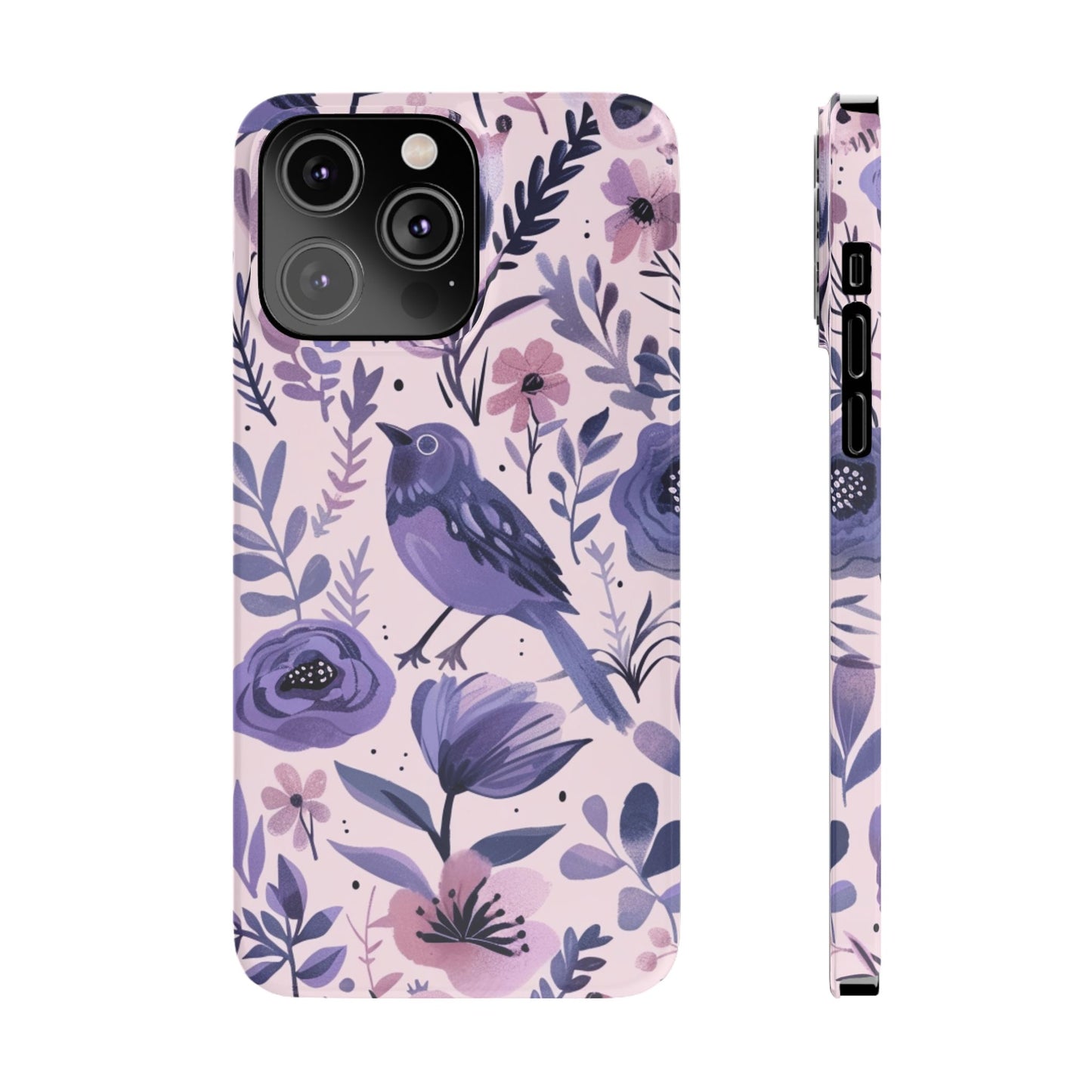 Floral Bird Slim Phone Case, Elegant Phone Cover, Cute Gift for Bird Lovers, Spring Vibes, Nature-Inspired