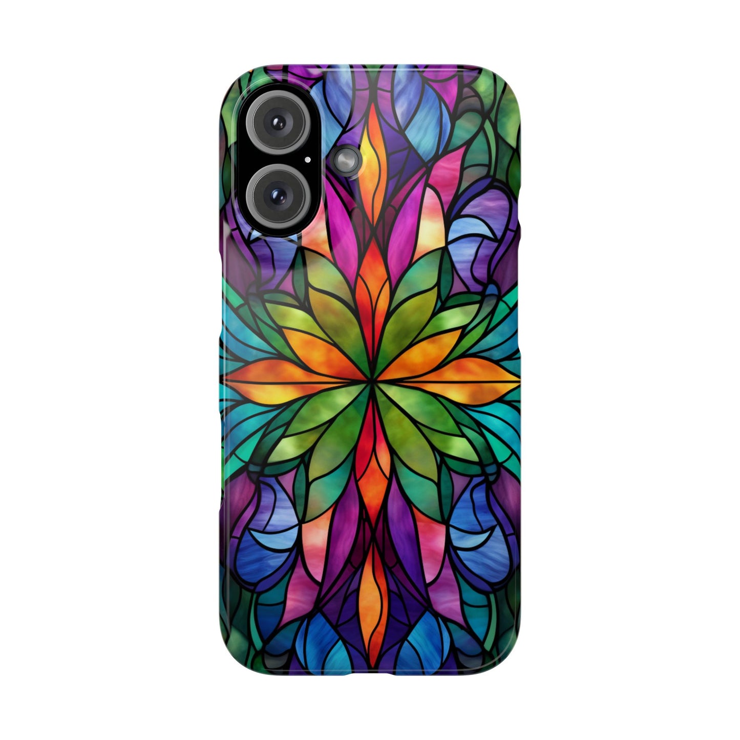 Vibrant Floral Slim Phone Cases, Colorful Cell Phone Cover, Stained Glass Design, Unique Gift for Her, Artistic Accessories, Phone Case