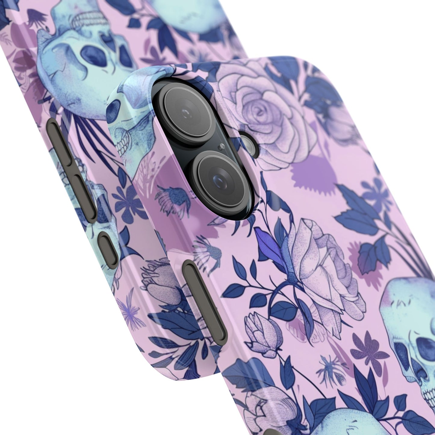 Floral Skull Slim Phone Case - Aesthetic, Trendy, Gift for Goth Lovers, Unique Phone Accessories, Floral Print, Halloween Decor