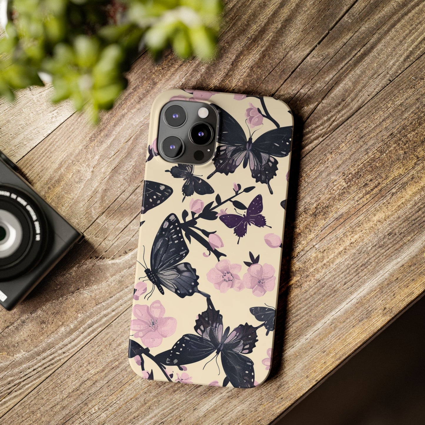 Butterfly Floral Slim Phone Cases, Elegant Butterfly Design, Nature Lover Gift, Phone Accessory, Stylish Cases for Women