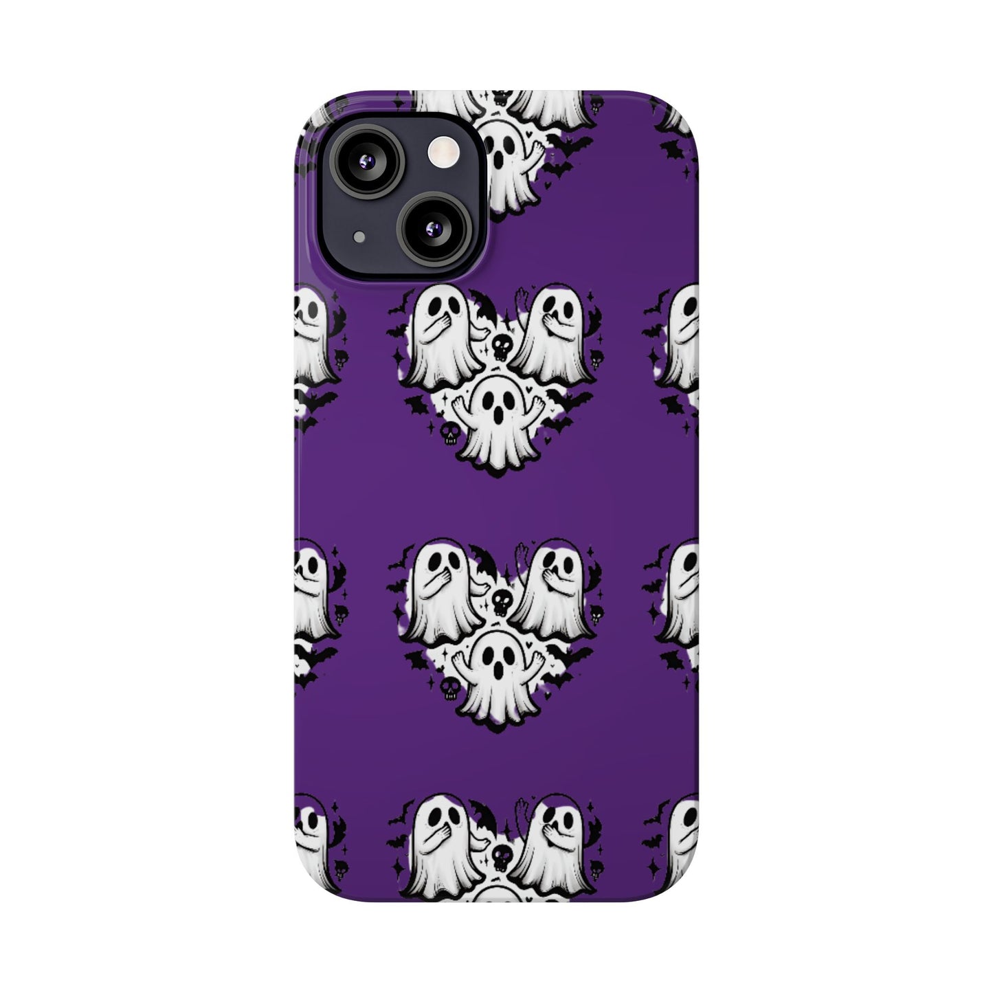 Cute Ghost Heart Slim Phone Case, Creepy Cute Spooky Heart Print, Goth Coquette Aesthetic Spooky Accessories, Halloween Gift Case
