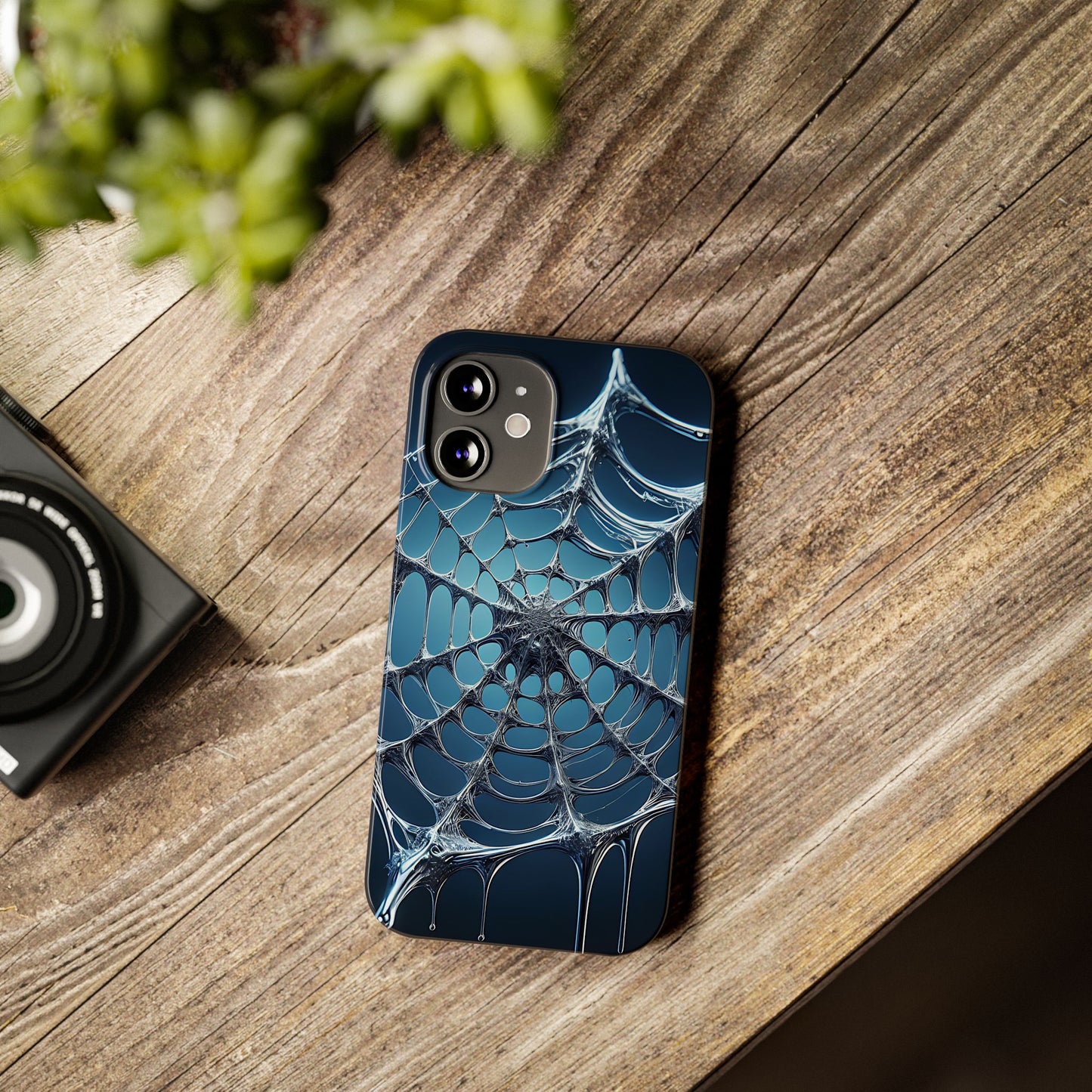 Spider Web Slim Phone Case - Artistic Design for Halloween, Unique Gift, Phone Accessories, Trendy Tech Style, Eco-Friendly Case