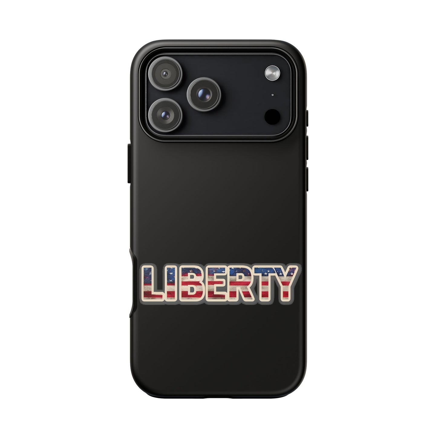Liberty USA Tough Phone Case, Patriotic USA Flag Lettering Cover, compatible with iPhone 17, 16, 15, 14, 13, Galaxy, Google