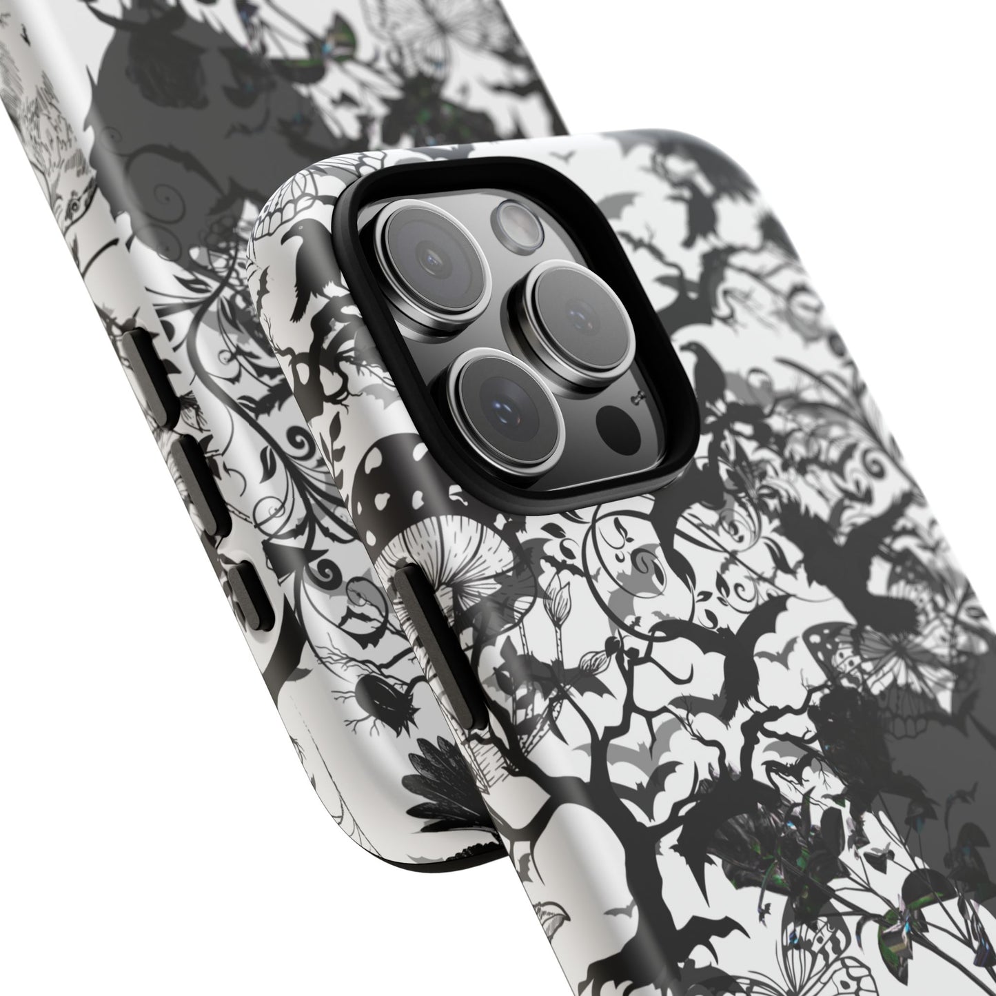 Gothic Fairycore Phone Case, Bats Raven Butterfly & Dark Floral Design Phone Cover for iPhone, Samsung, Pixel, Witchy Spooky Goth Aesthetic