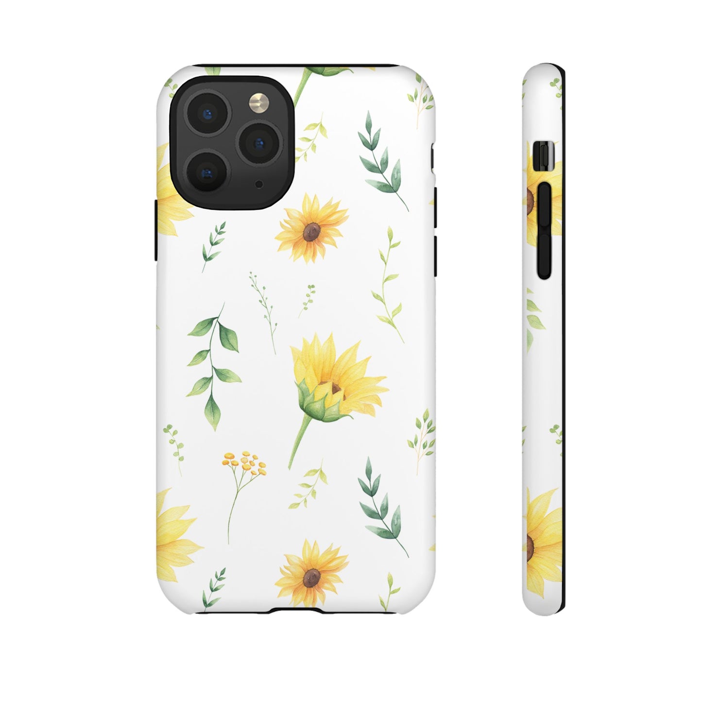 Sunflower Floral Tough Phone Case - Watercolor Botanical Print, Bright Nature Aesthetic, Compatible with iPhone, Galaxy, and Google Phones