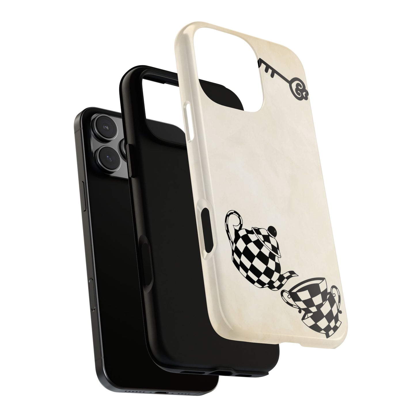 Classic Wonderland sign tough case featuring hand-drawn line art and an antique parchment background. Designed for iPhone 16, iPhone 17, Galaxy, and Google Pixel models with precise cutouts and strong protection.
