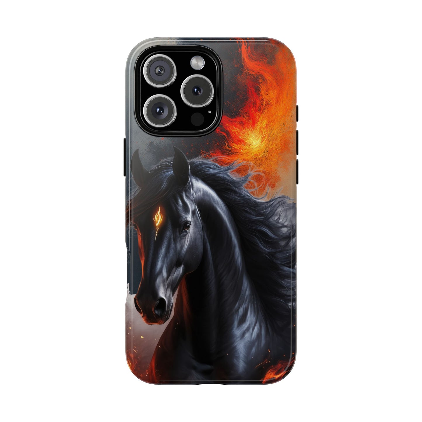 Year of the Horse Black Art Tough Phone Case, Chinese Zodiac 2026 Design, compatible with iPhone 17 16 15 14 13 Galaxy Google
