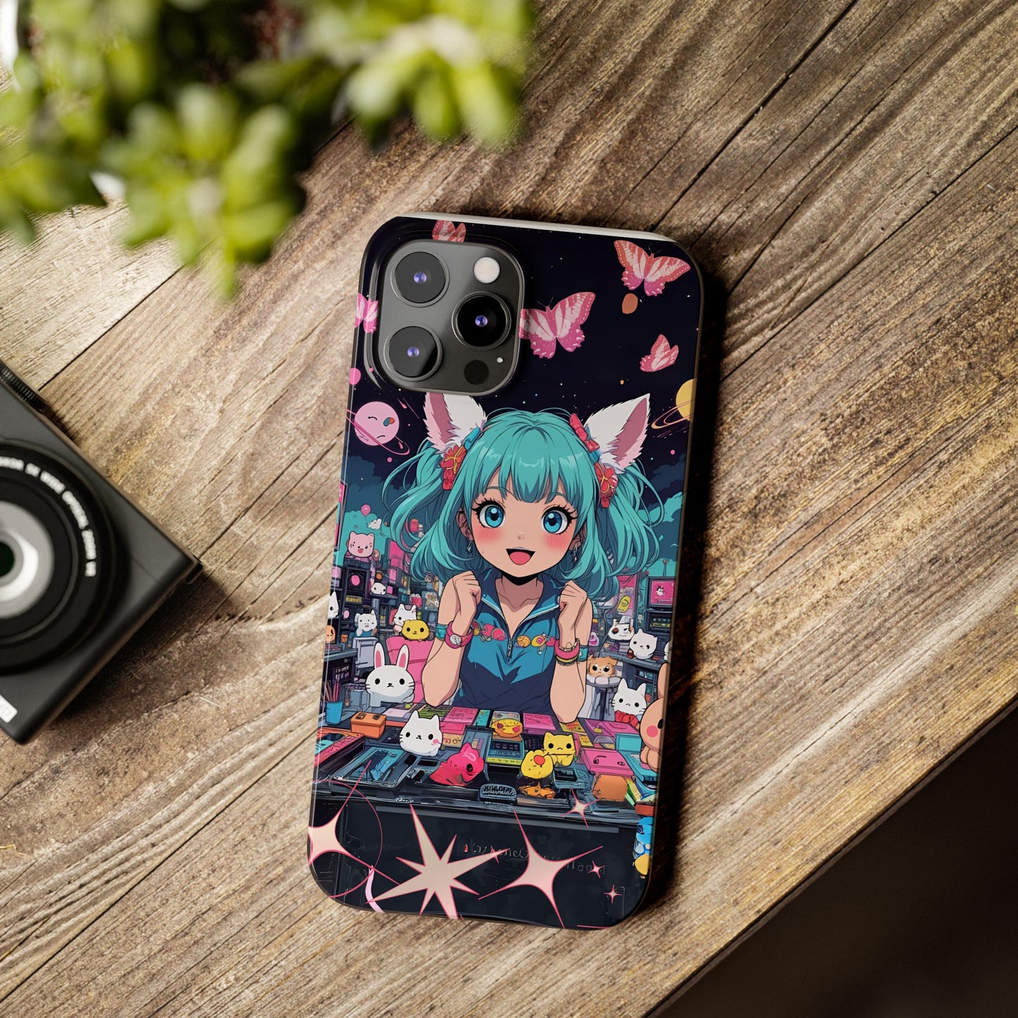 Y2K Anime Girl Slim Phone Case, Kawaii Vaporwave Style, Cute Maximalist Aesthetic, Anime Design, Slim Protection, Aesthetic Accessory