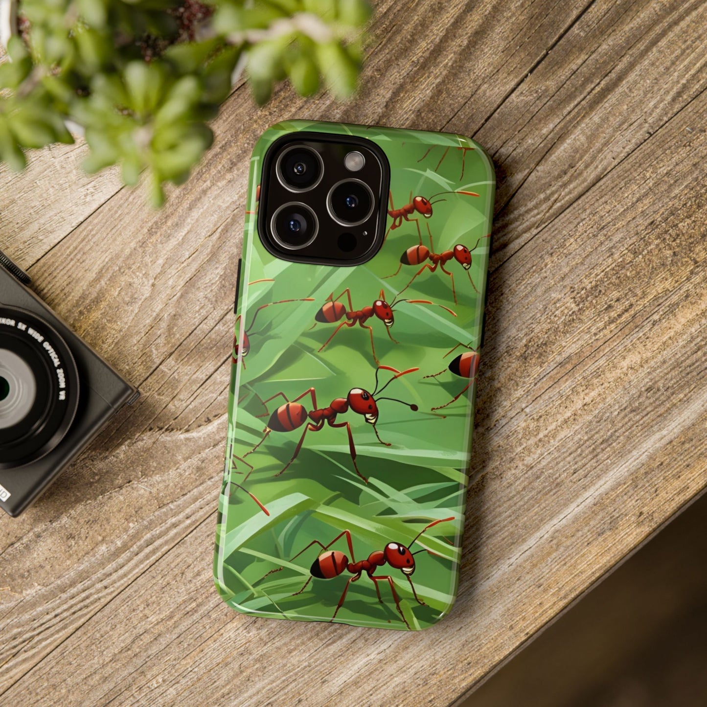 Marching Ant Pattern Tough Phone Case - Realistic Insect Art, Minimalist Nature Aesthetic, Compatible with iPhone, Galaxy, and Google Phones