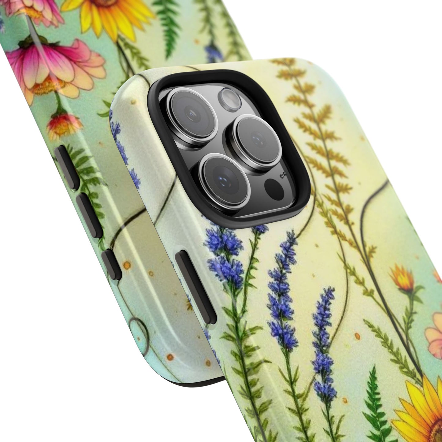 Stained Glass Wildflower Phone Case compatible with iPhone 16 15 14 13 12 11 XR XS Pro Max Samsung Floral Boho Aesthetic Protective Cover