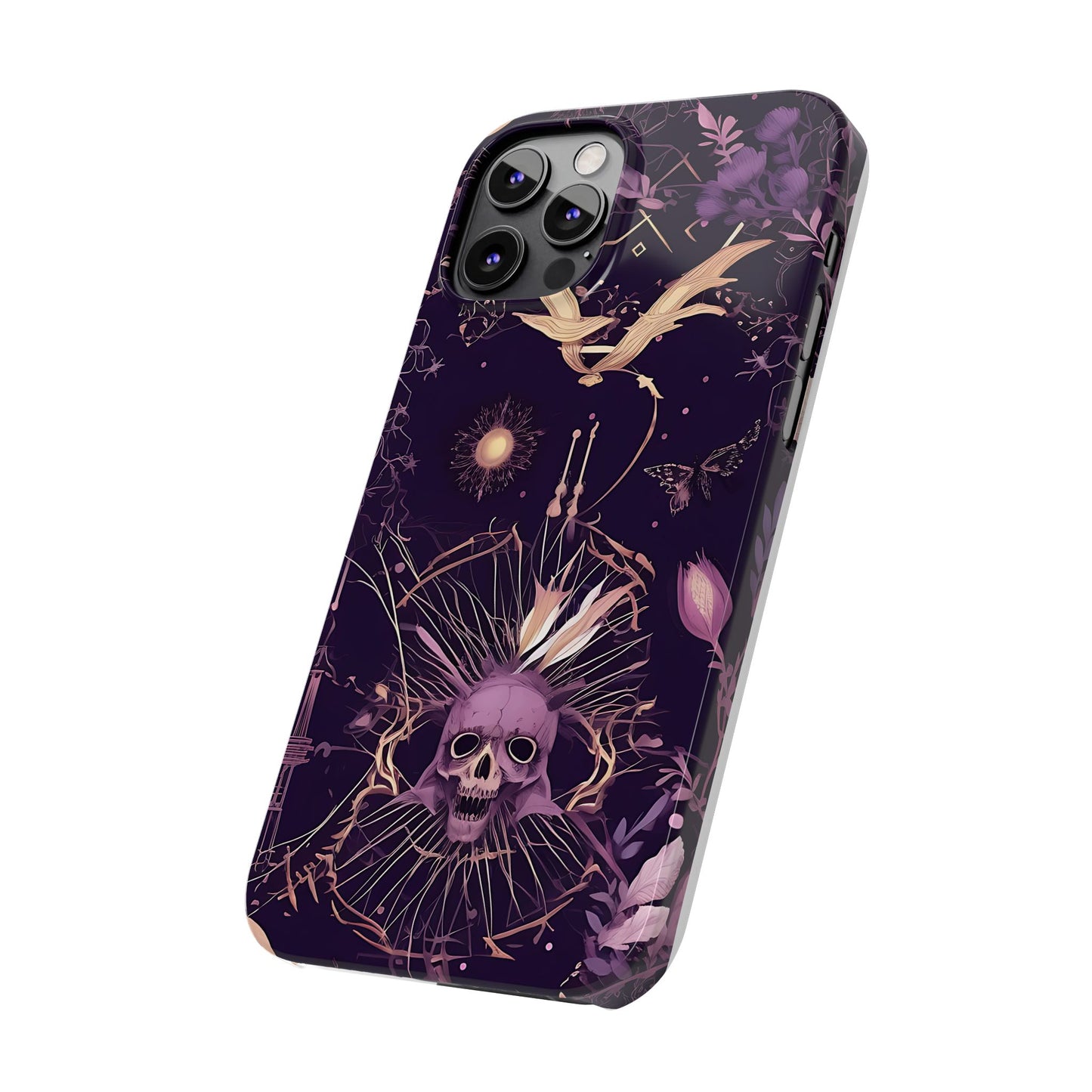 Gothic Floral Slim Phone Cases, Ghostly Style Mobile Cover, Dark Aesthetic Gift, Unique Protective Case, Perfect for Halloween